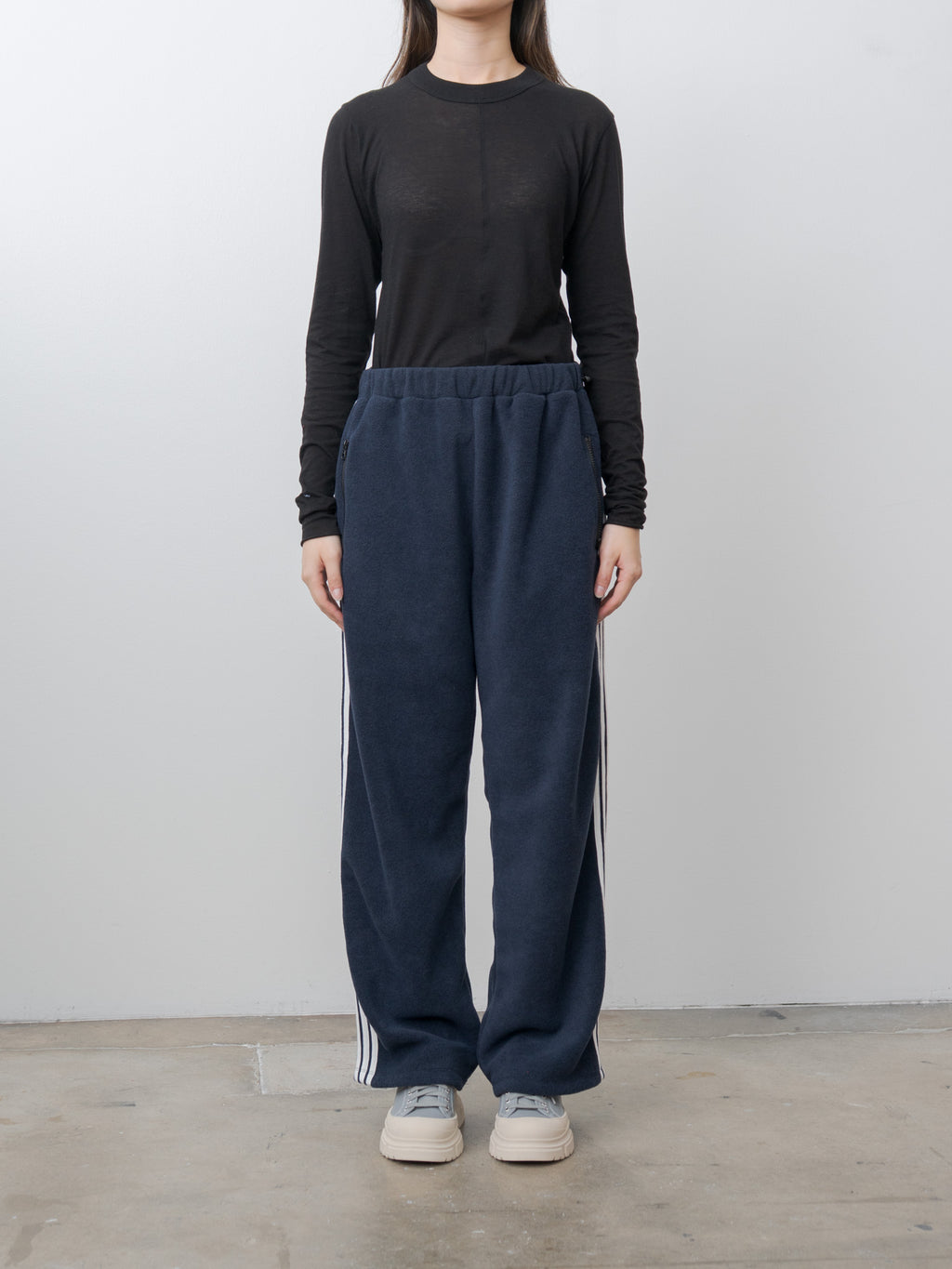 Fleece Loose Fit Track Pants - Navy