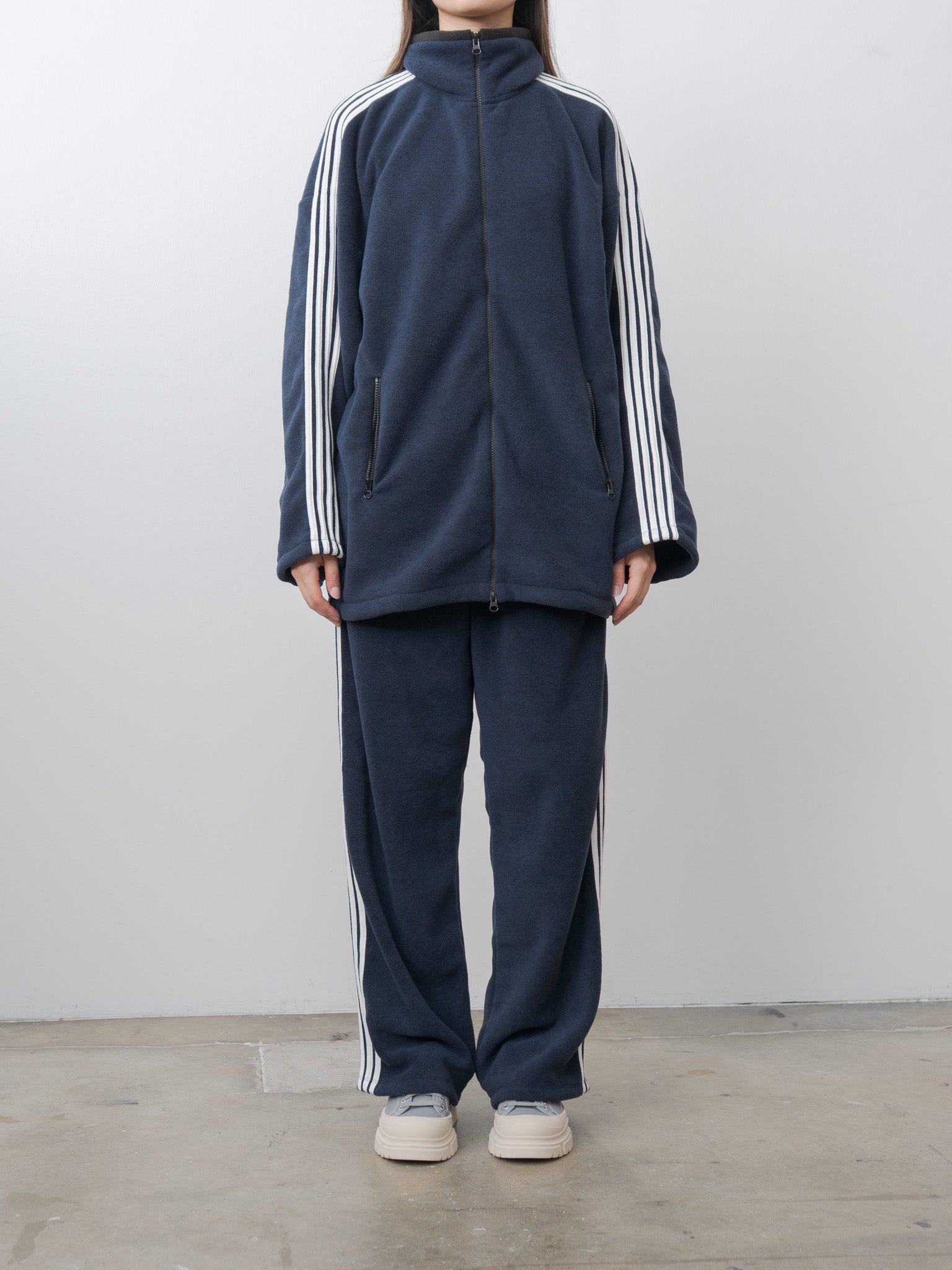 Fleece Loose Fit Track Pants - Navy