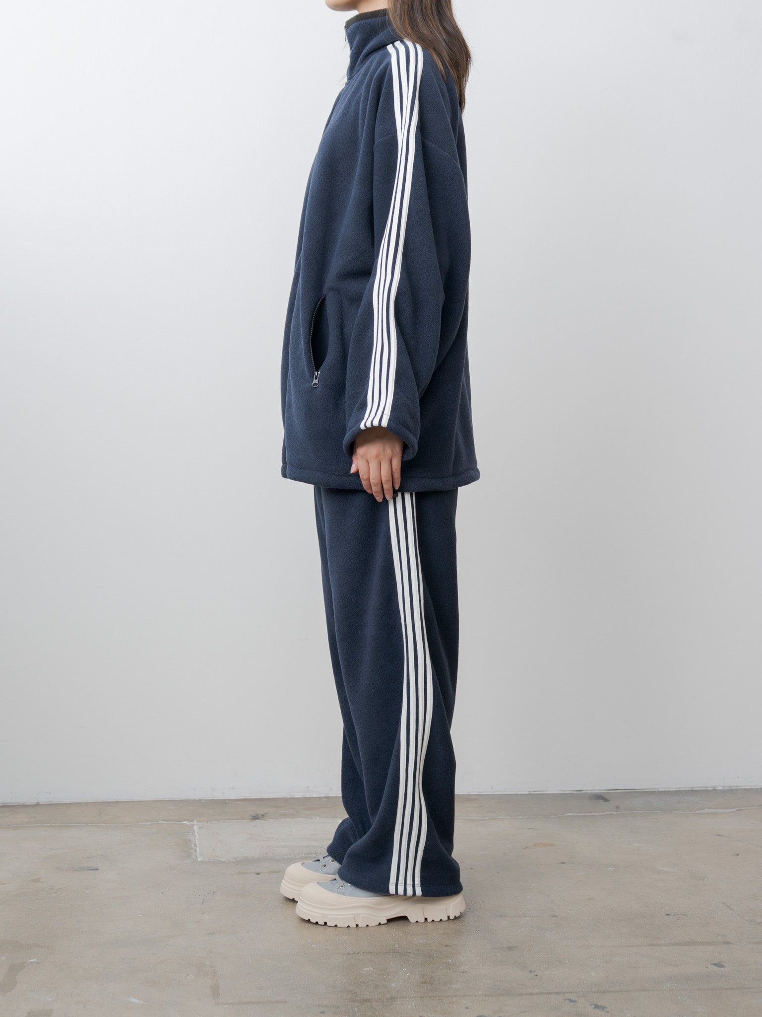 Fleece Loose Fit Track Pants - Navy