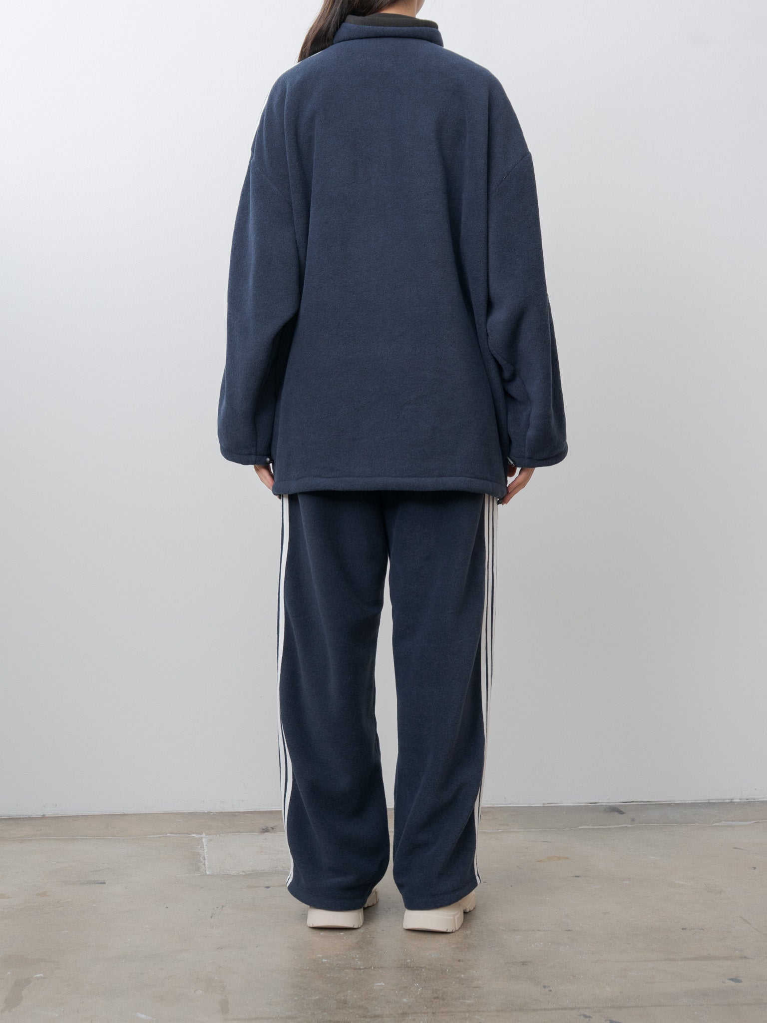 Fleece Loose Fit Track Jacket - Navy