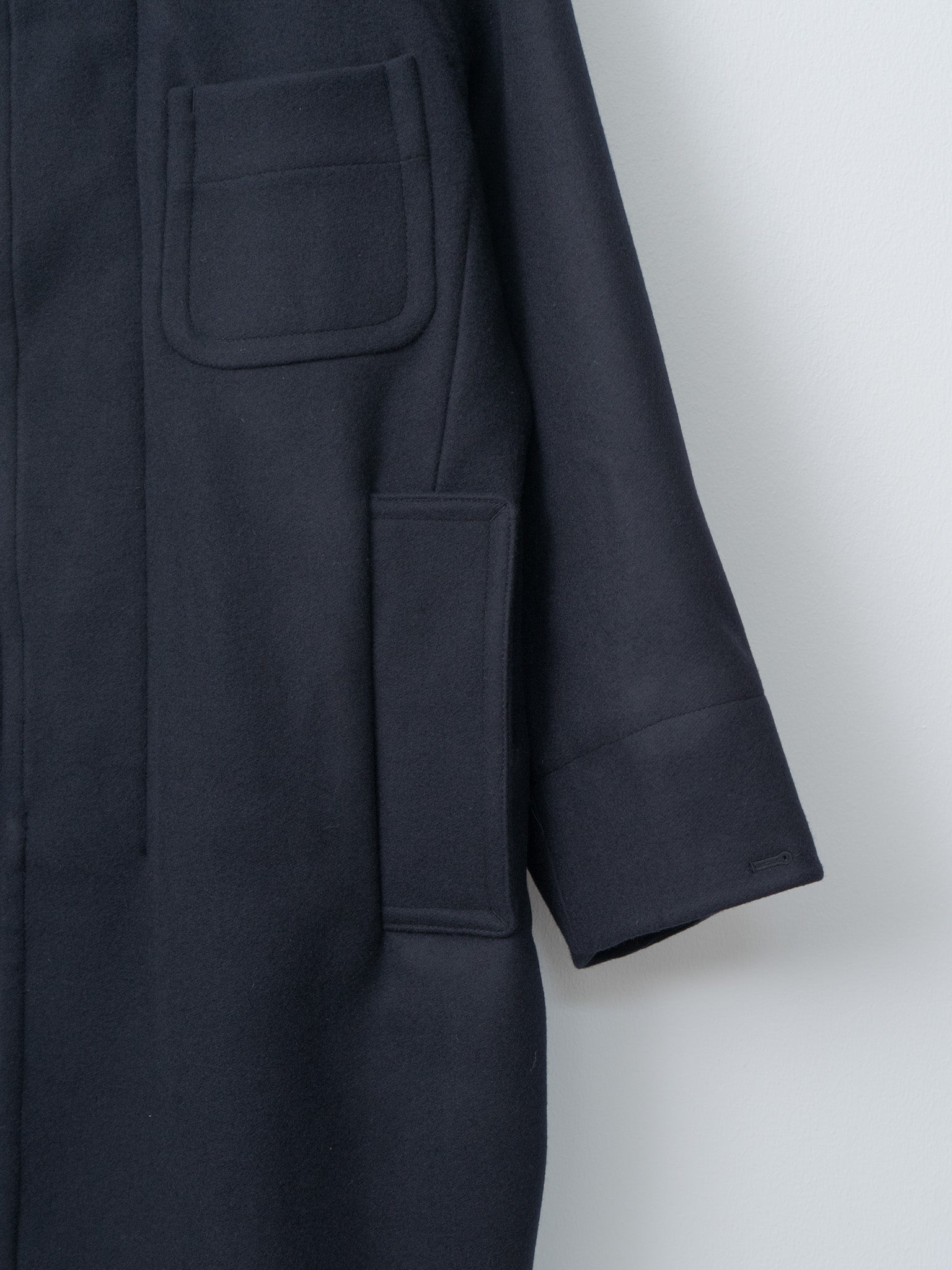 Light Wool Melton Coat - Navy