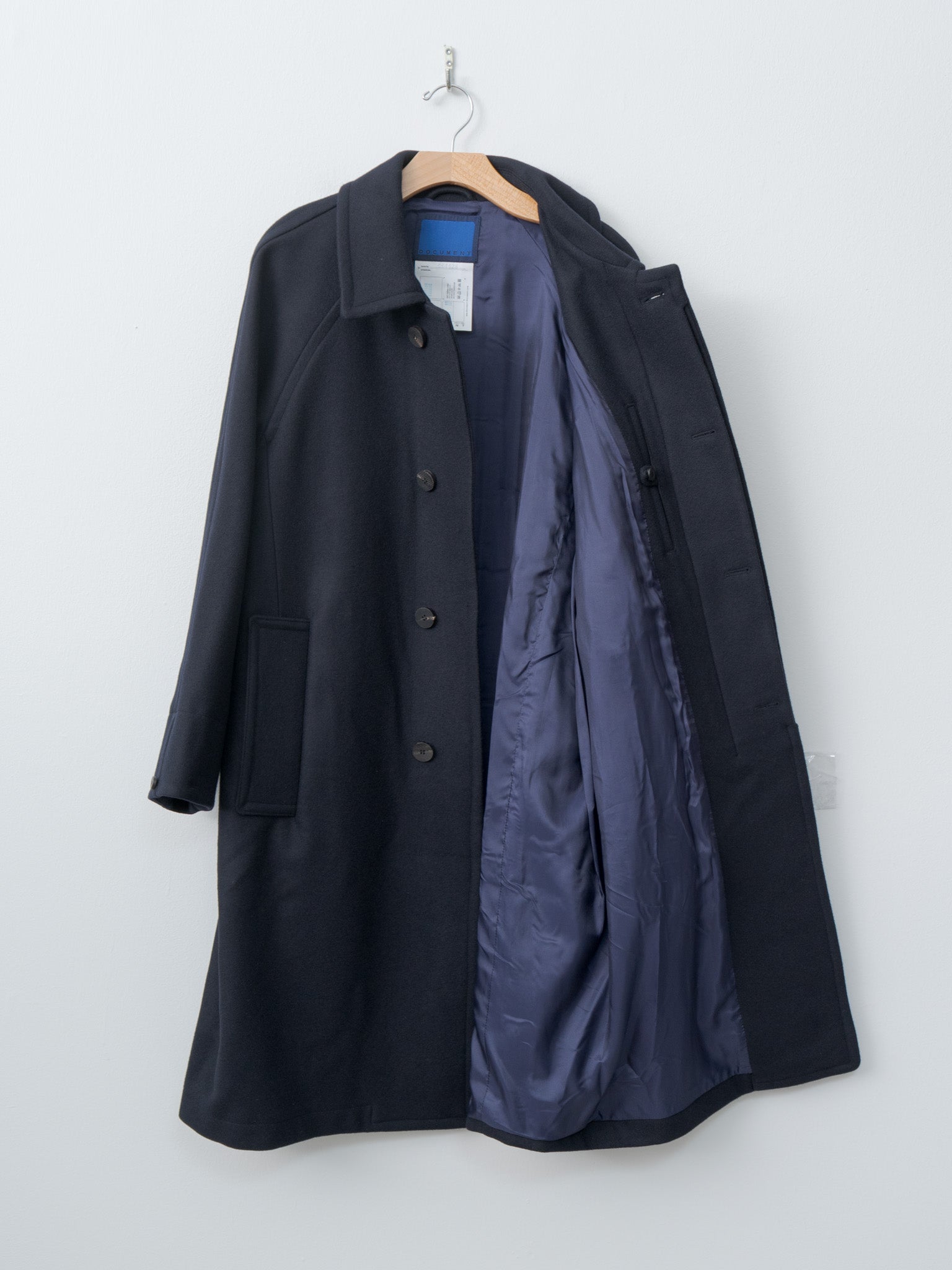 Light Wool Melton Coat - Navy