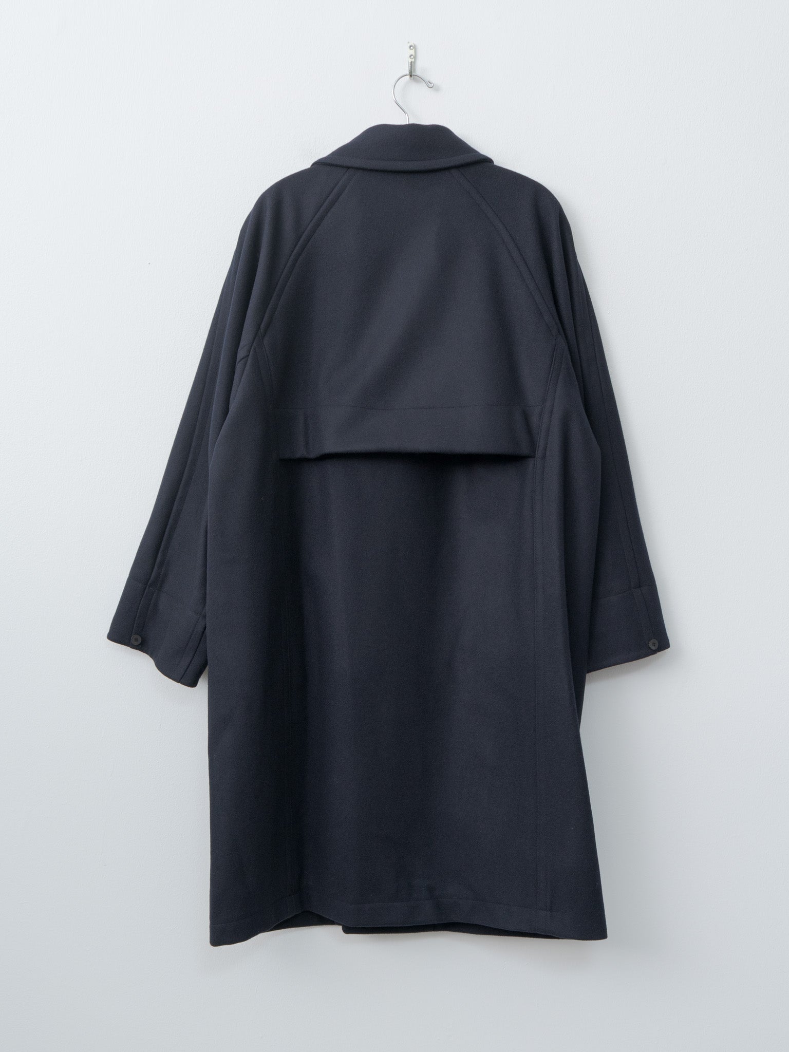 Light Wool Melton Coat - Navy