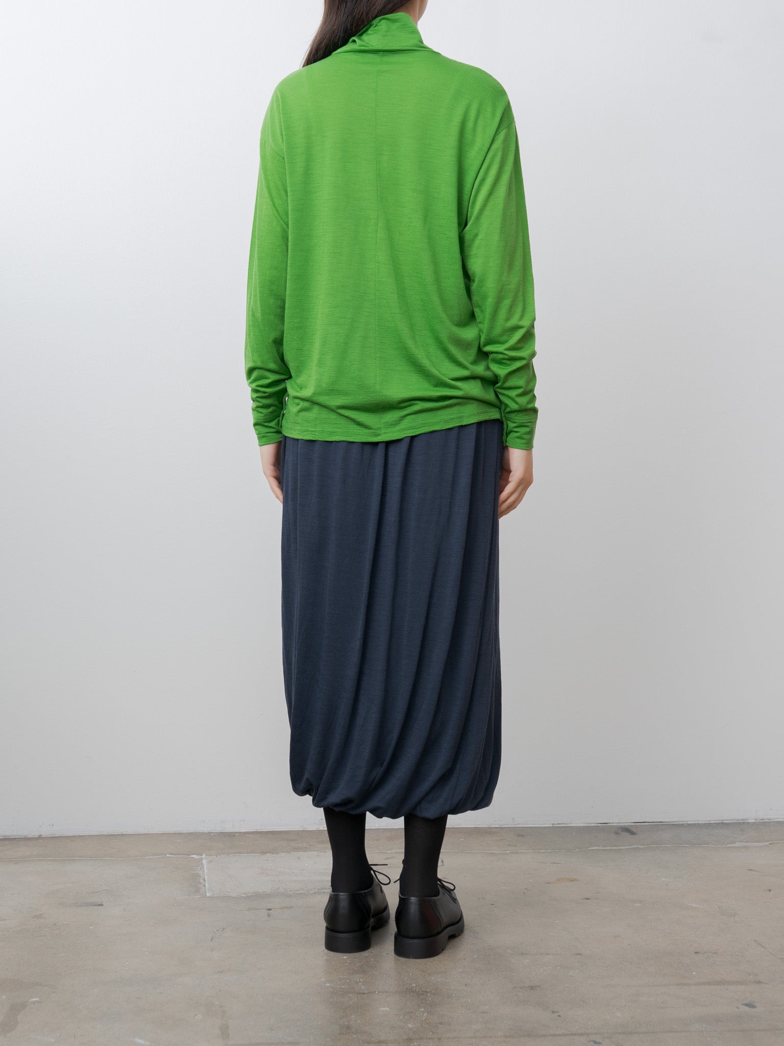 Wool Jersey High Neck Pullover - Green