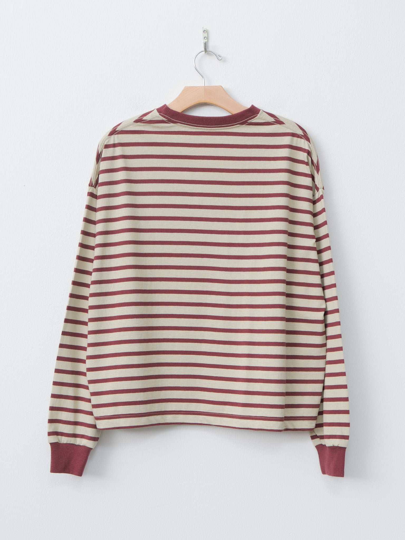 Cotton Border L/S - Beige x Bordeaux