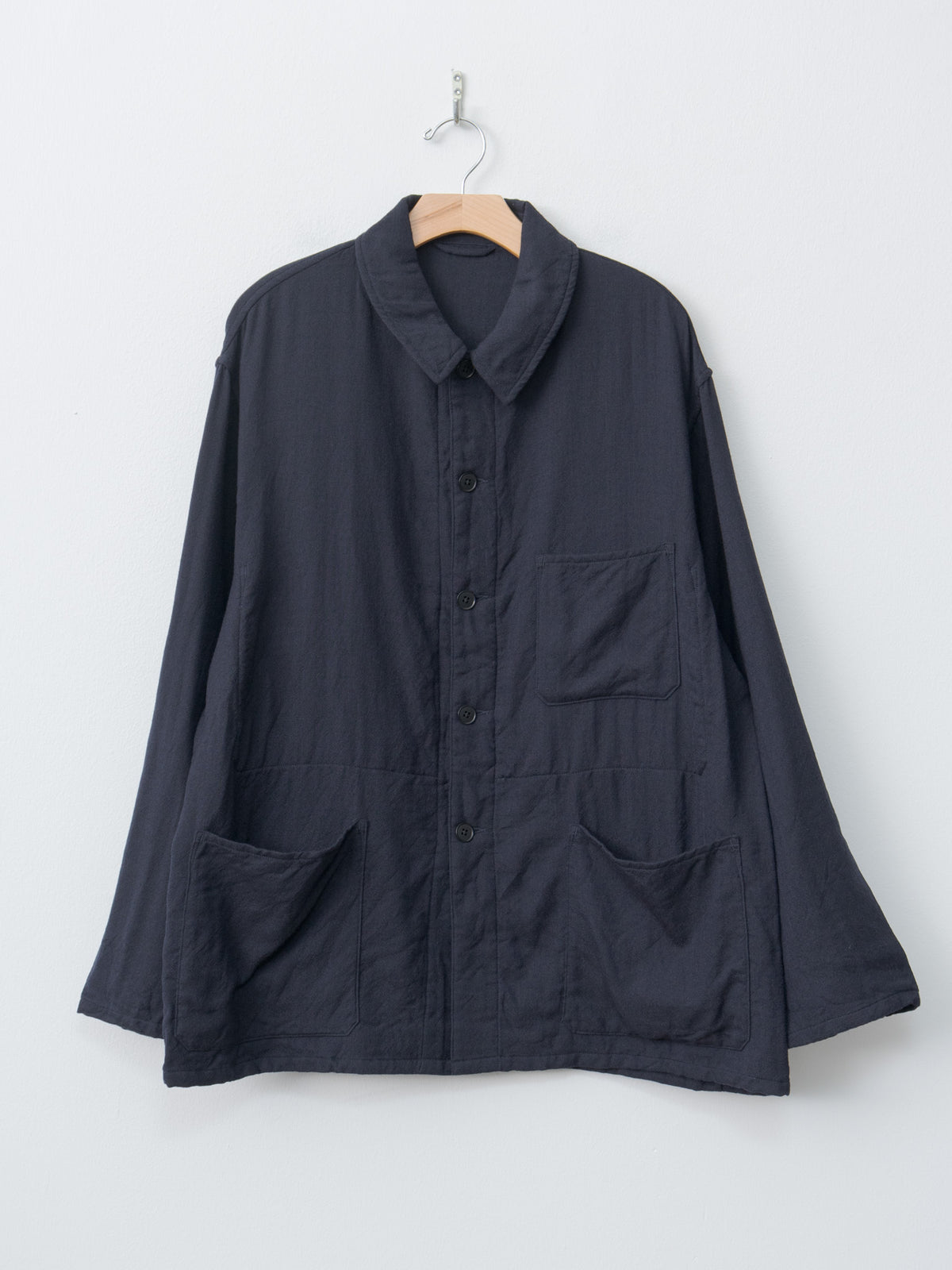 Namu Shop - Kaptain Sunshine Wool Gauze Work Shirt Jacket - Navy