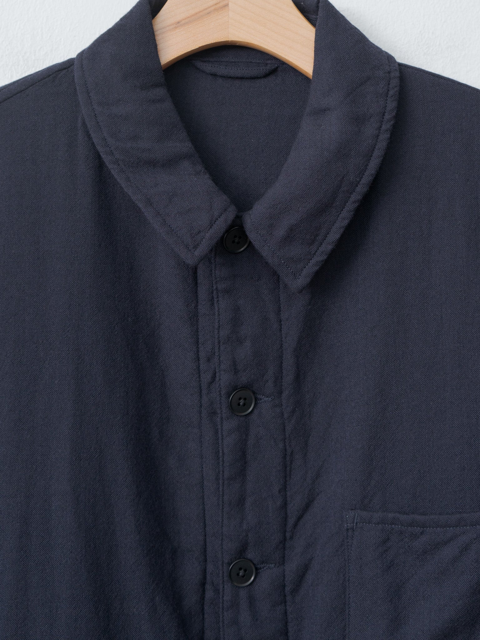 Wool Gauze Work Shirt Jacket - Navy