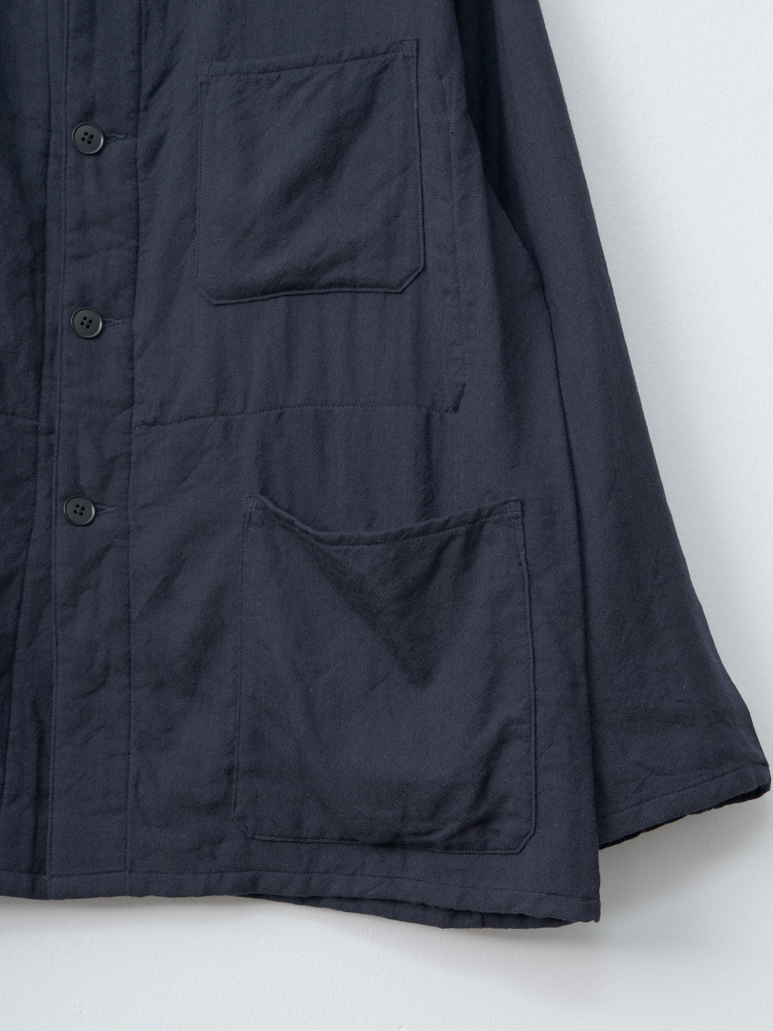 Wool Gauze Work Shirt Jacket - Navy