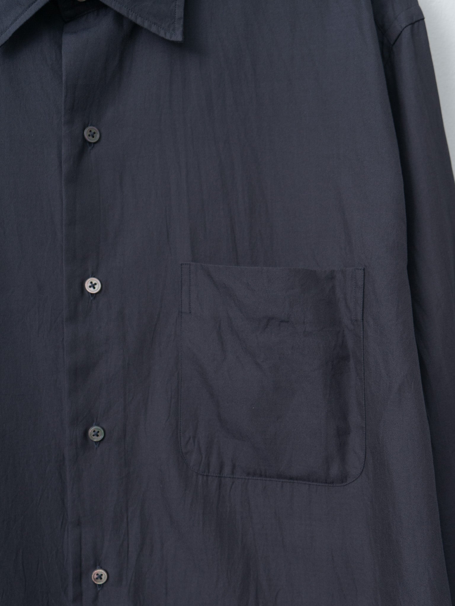 Cotton Silk Regular Collared Shirt - Navy