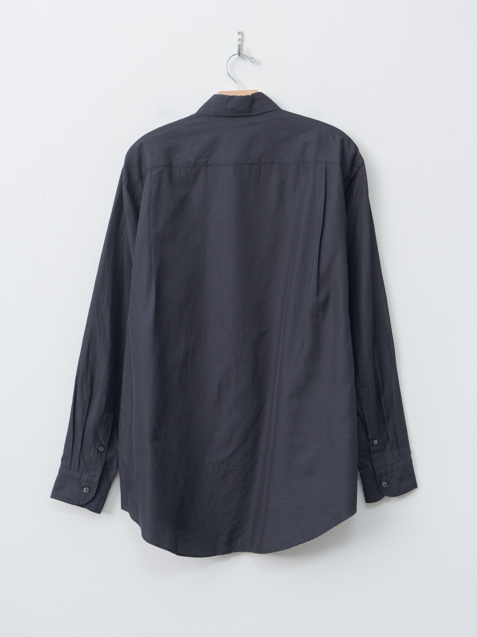 Cotton Silk Regular Collared Shirt - Navy
