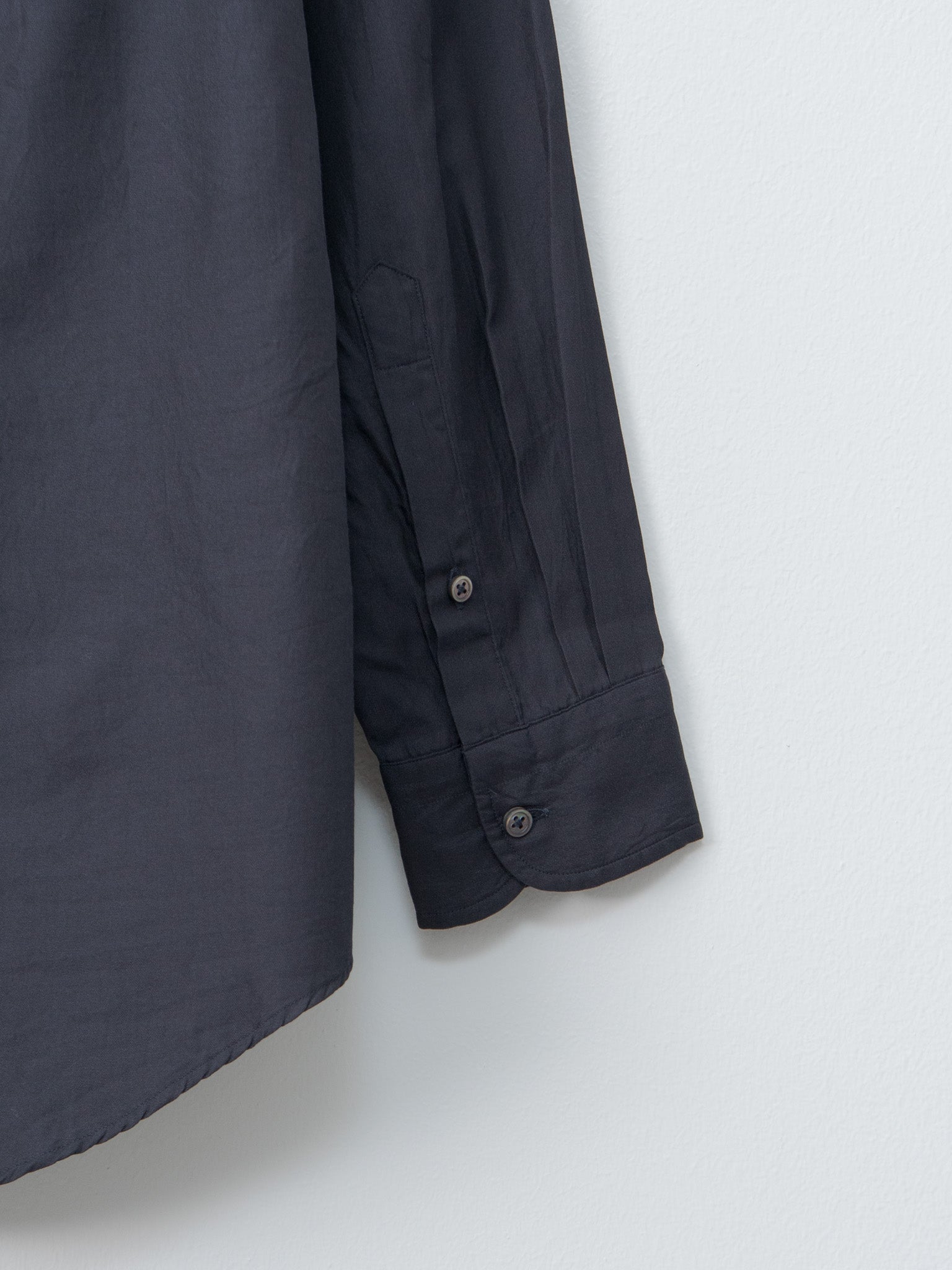 Cotton Silk Regular Collared Shirt - Navy