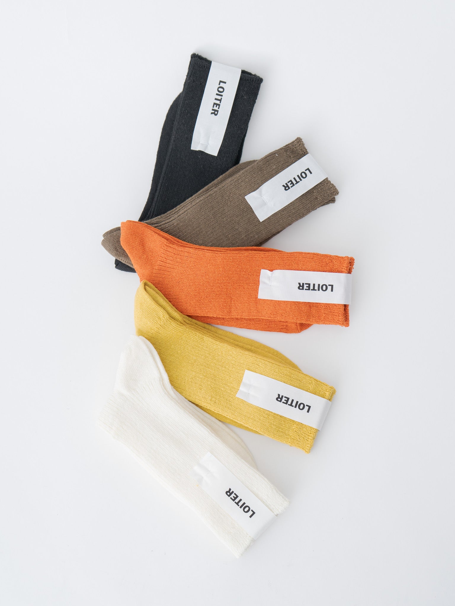 Linen Rib Socks - Black, Mocha, Orange, Yellow, White