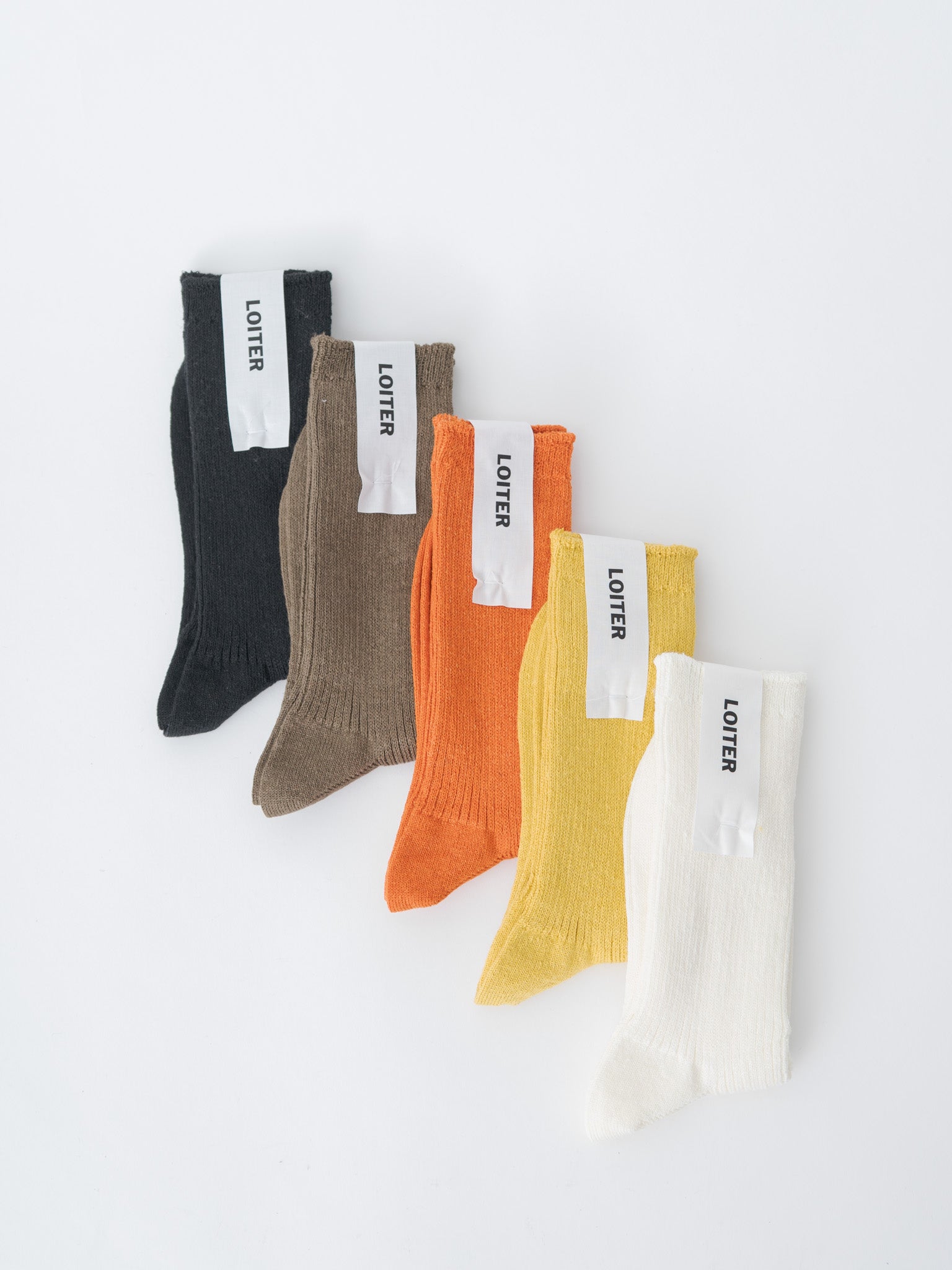 Linen Rib Socks - Black, Mocha, Orange, Yellow, White
