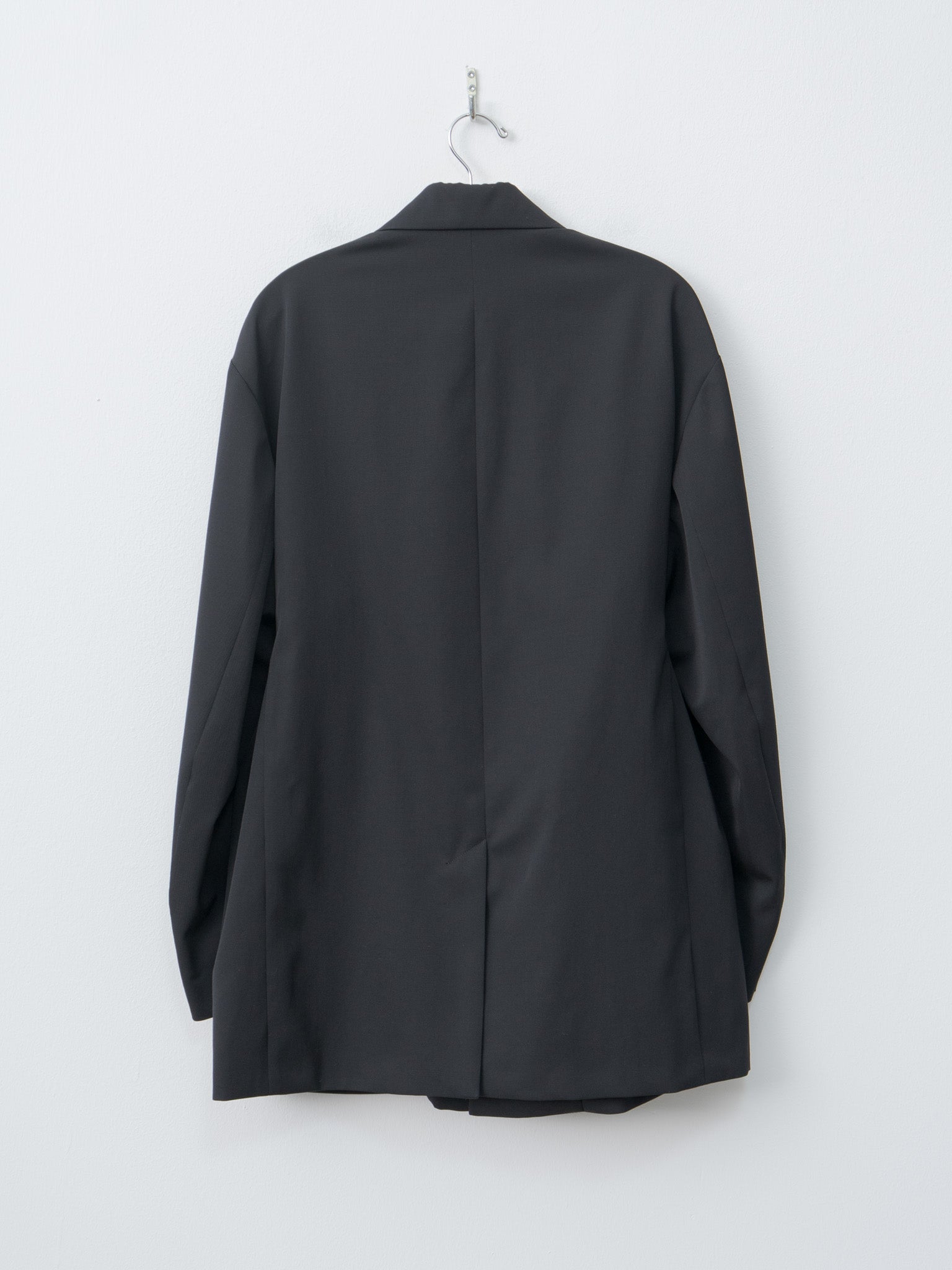 Oversized Single Breasted Long Jacket with Leather Tie - Black