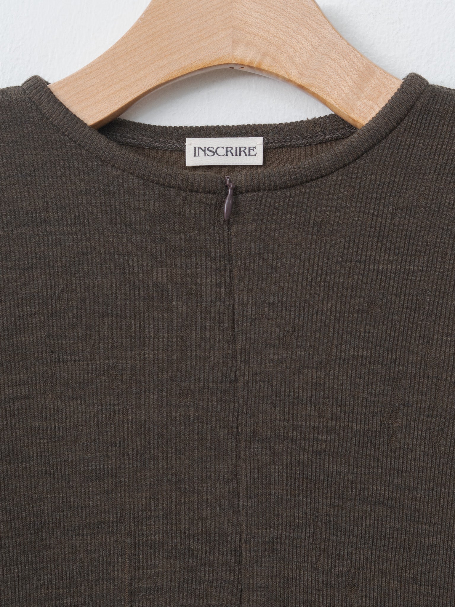 Plating Rib Zip Up Tee - Dark Brown