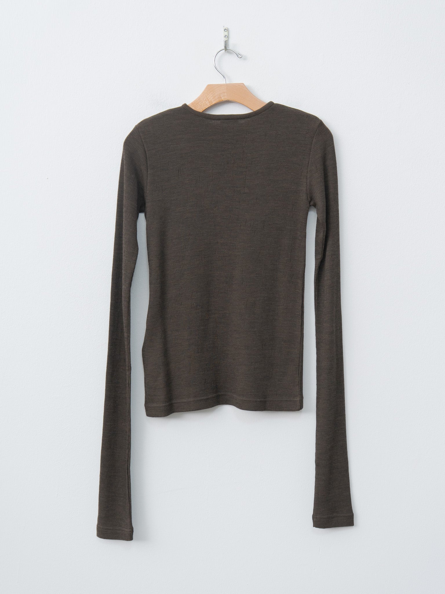 Plating Rib Zip Up Tee - Dark Brown