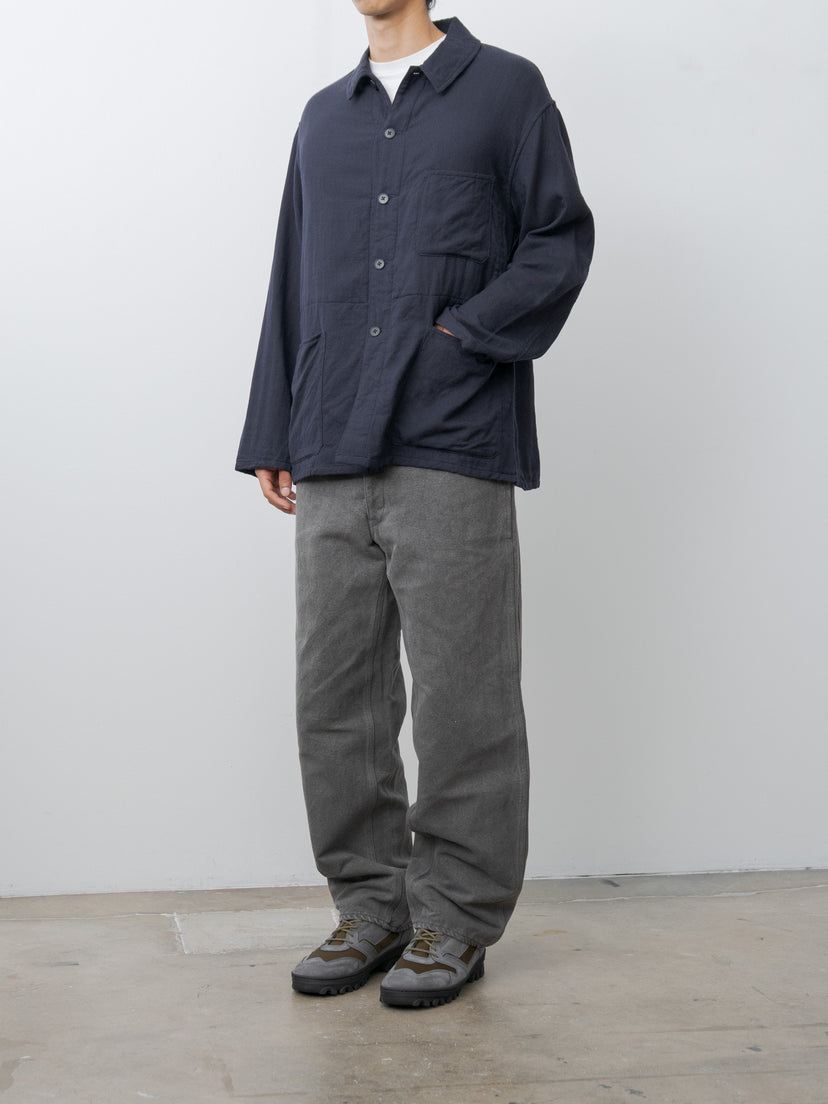 Namu Shop - Kaptain Sunshine Wool Gauze Work Shirt Jacket - Navy