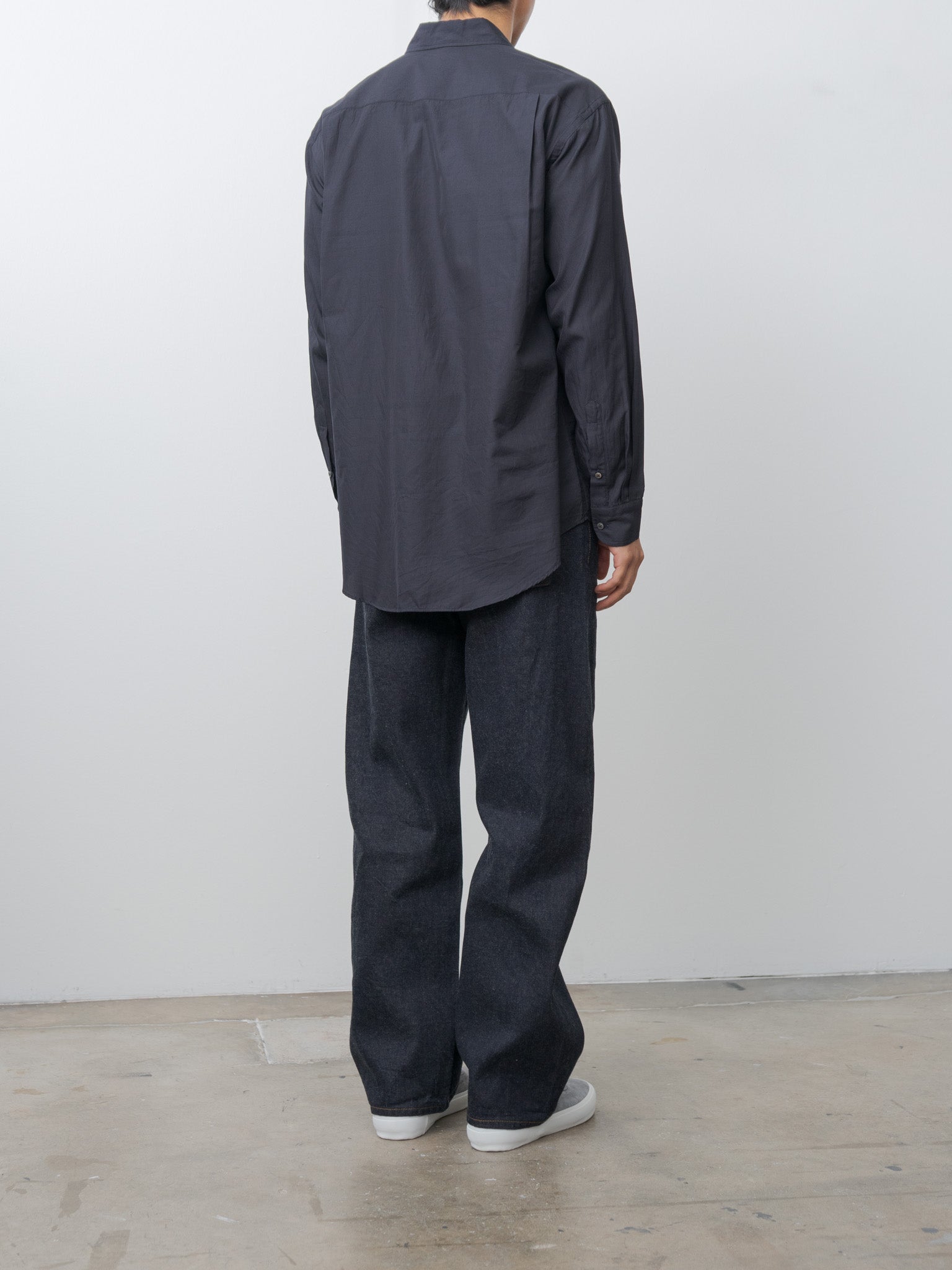 Cotton Silk Regular Collared Shirt - Navy