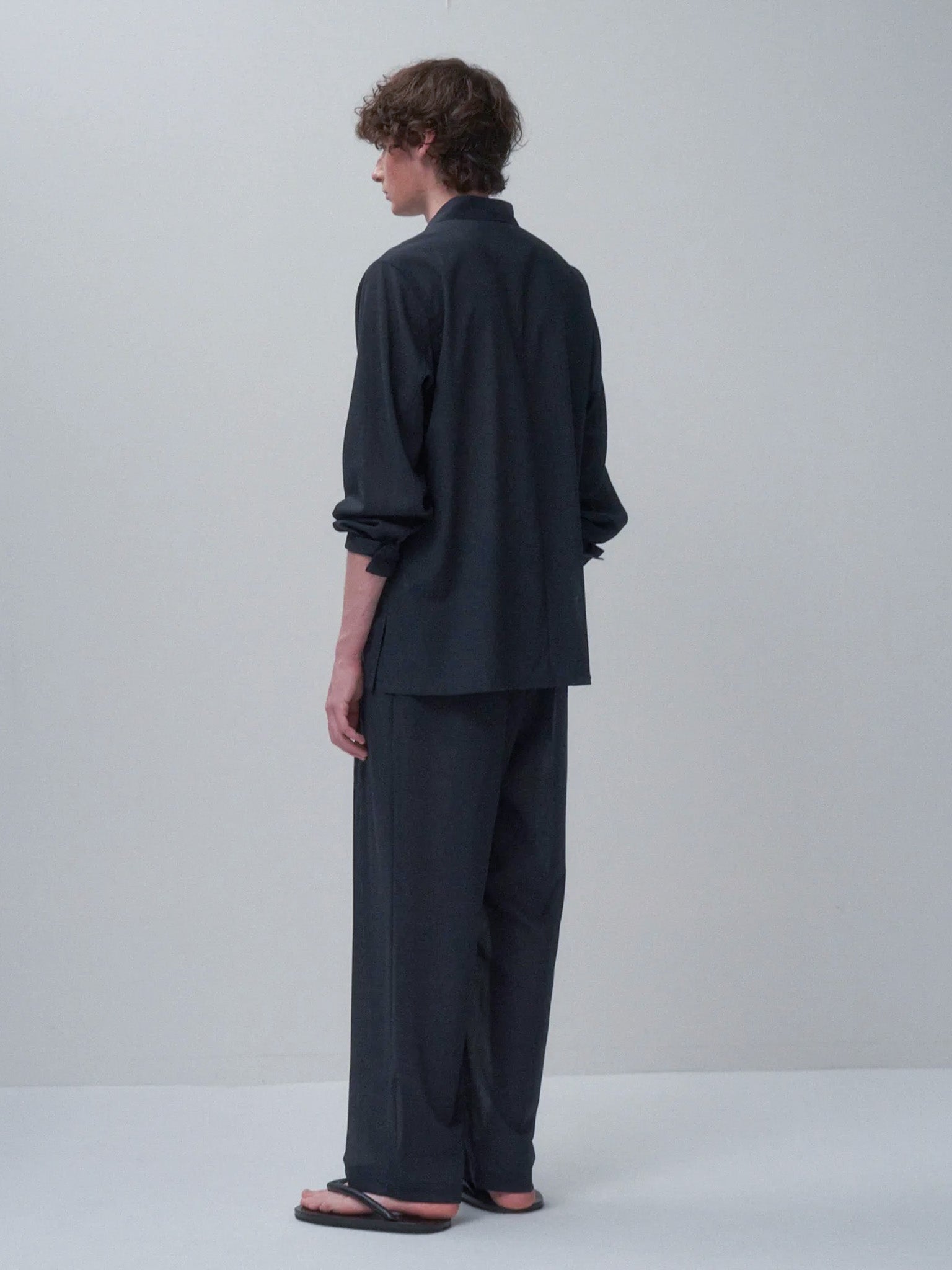 Namu Shop - Aton Twist Wool Gauze Loose Fit Shirt - Navy Top