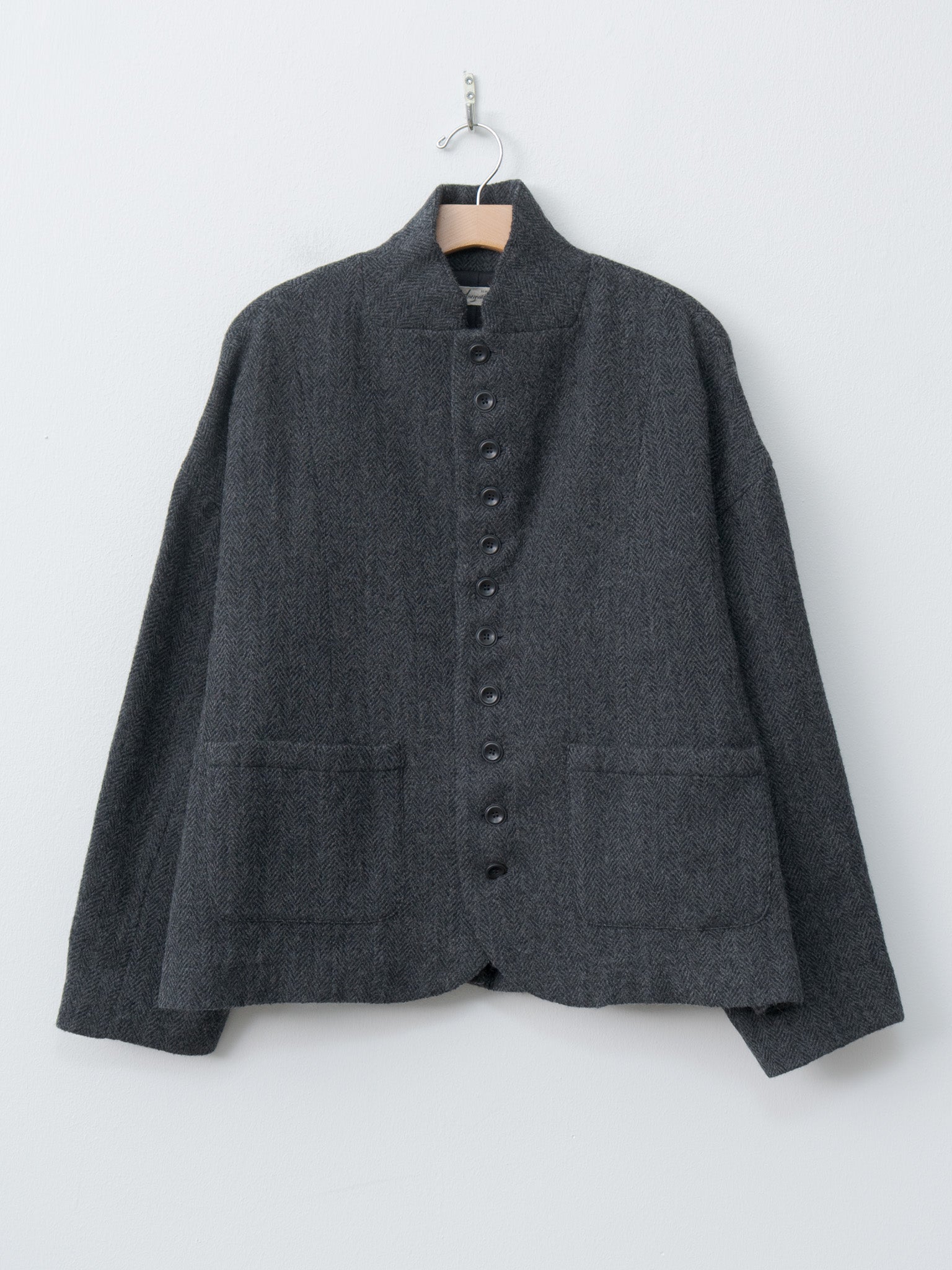 Wool Herringbone Jacket - Black