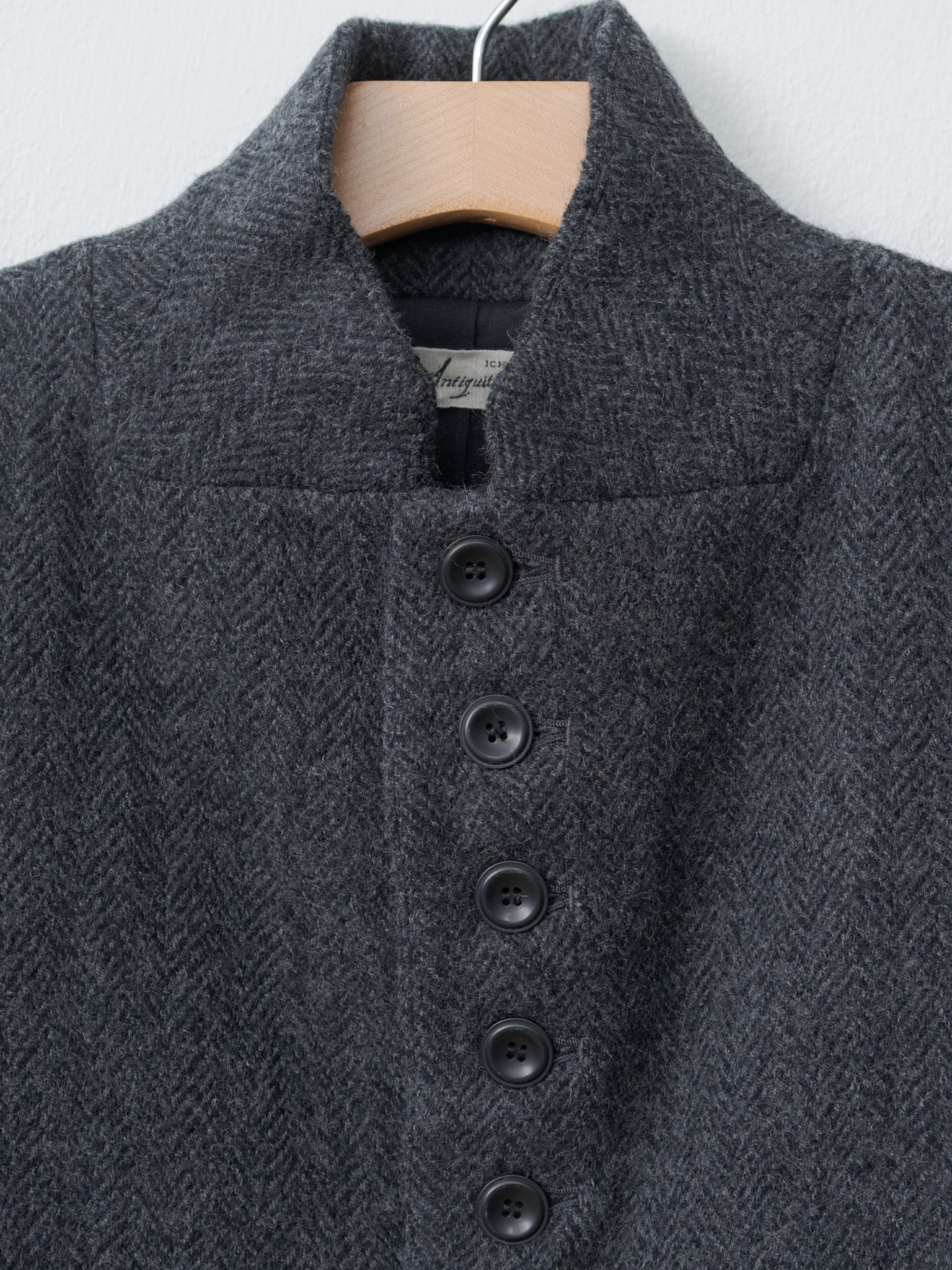 Wool Herringbone Jacket - Black