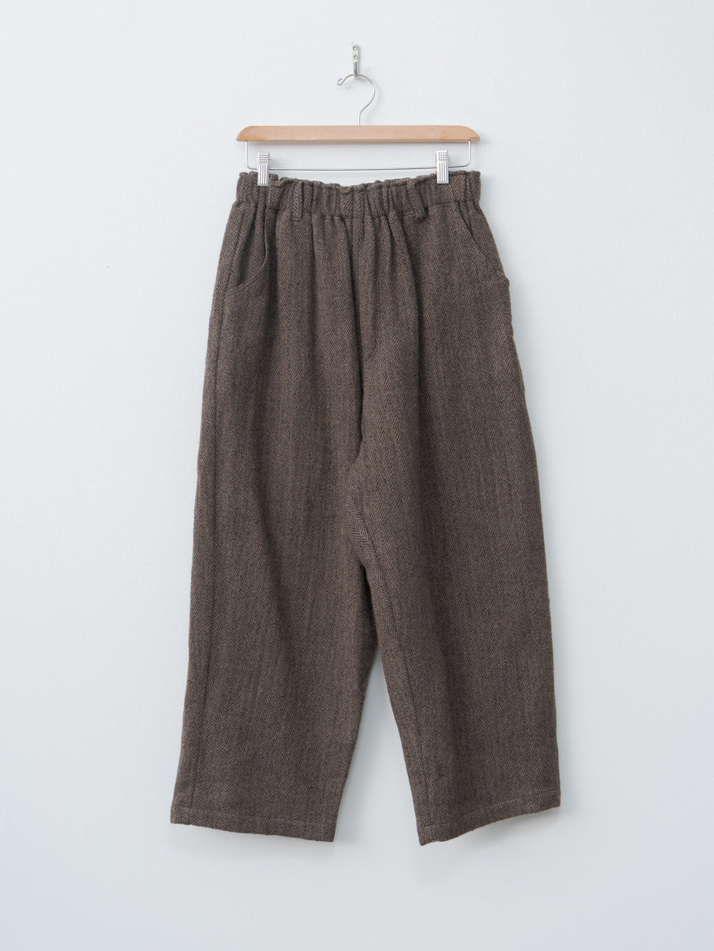 Wool Herringbone Pants - Brown