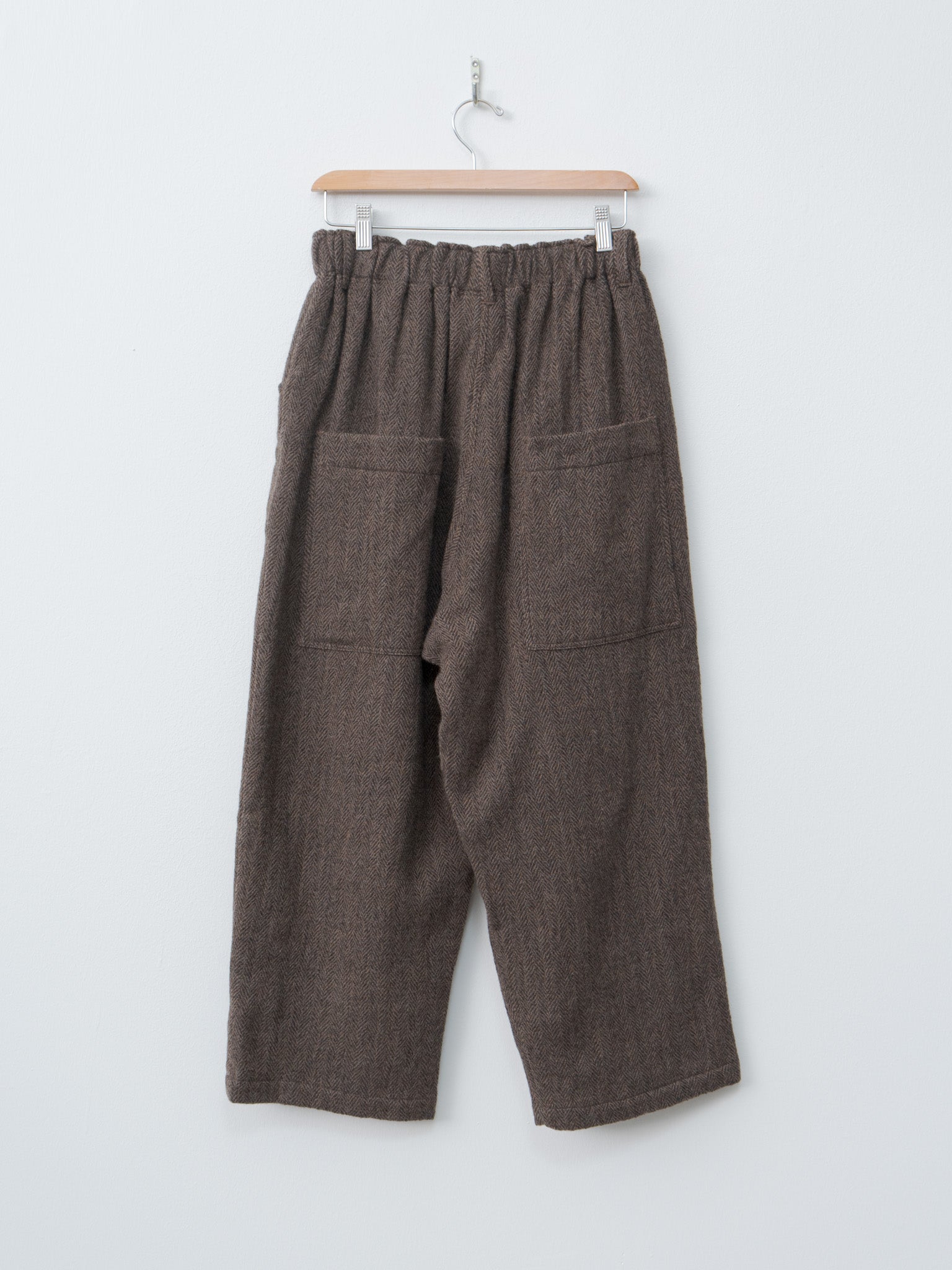 Wool Herringbone Pants - Brown