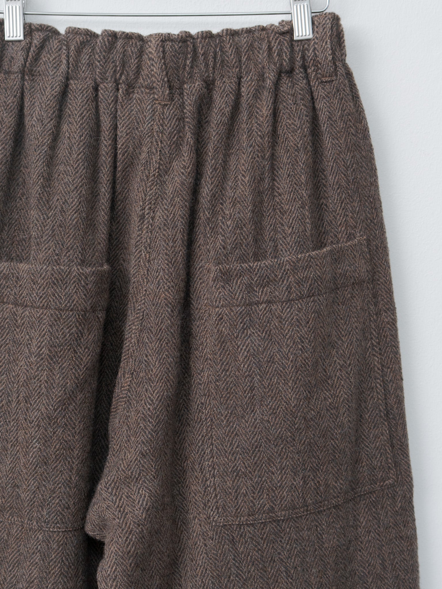 Wool Herringbone Pants - Brown