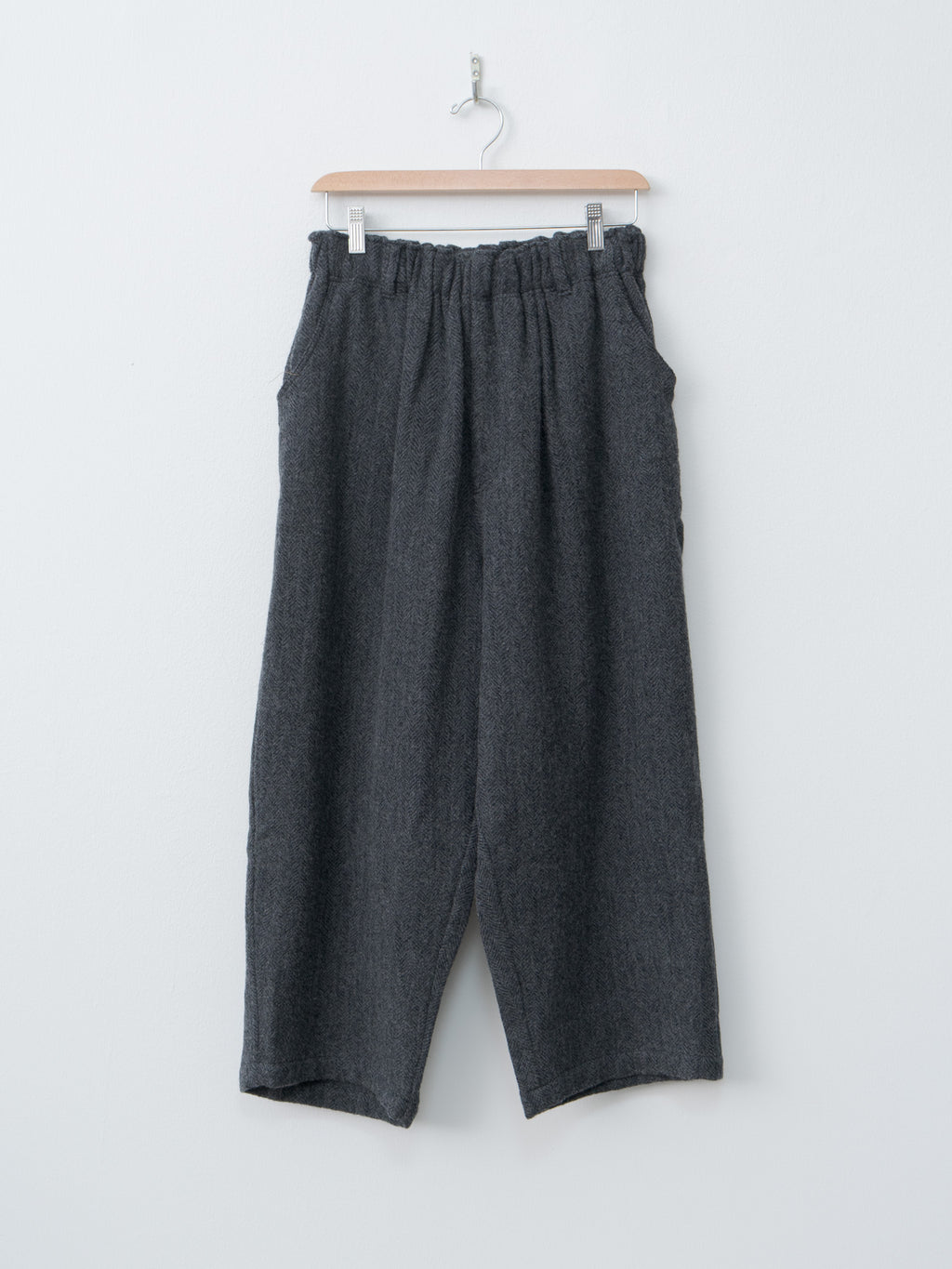 Wool Herringbone Pants - Black