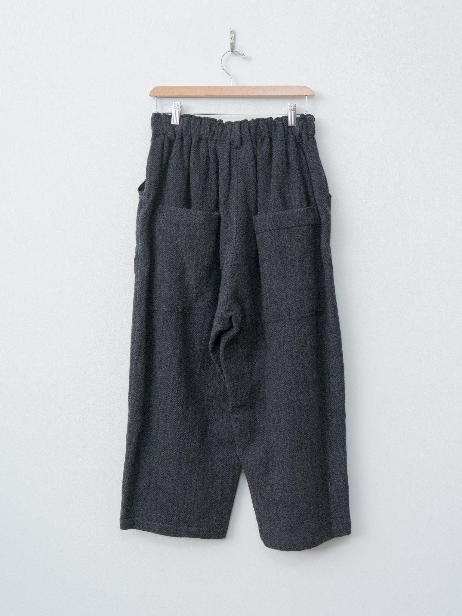 Wool Herringbone Pants - Black