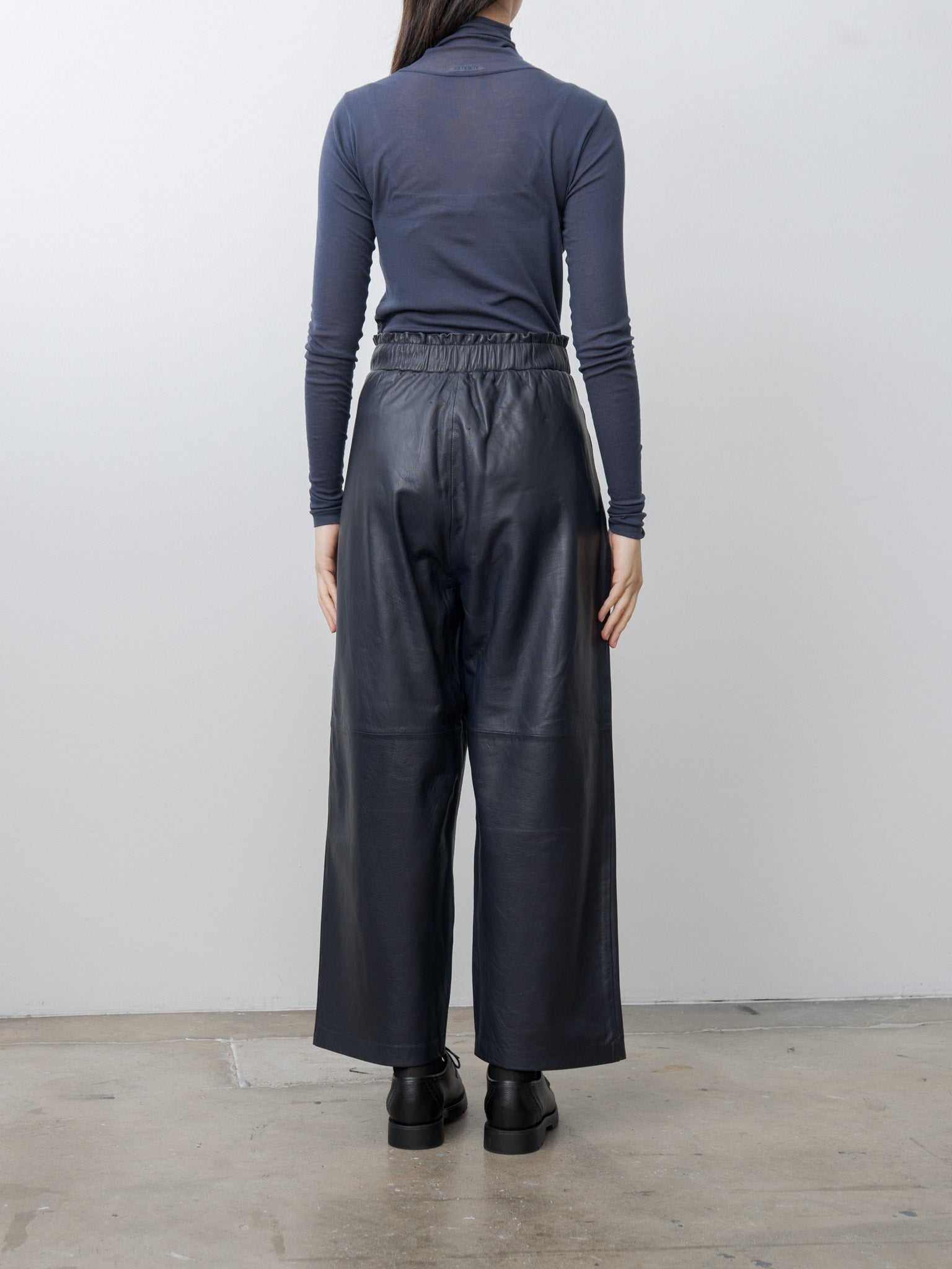 Luce Leather Trouser - Navy