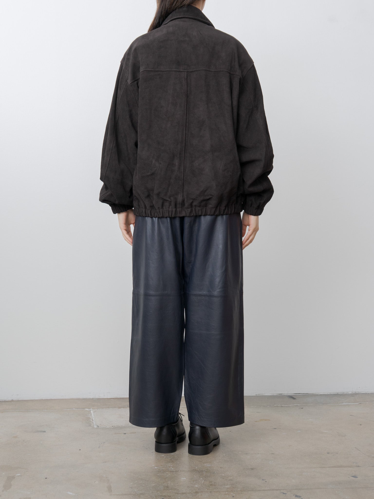 Suede Zip Short Jacket - Dark Brown