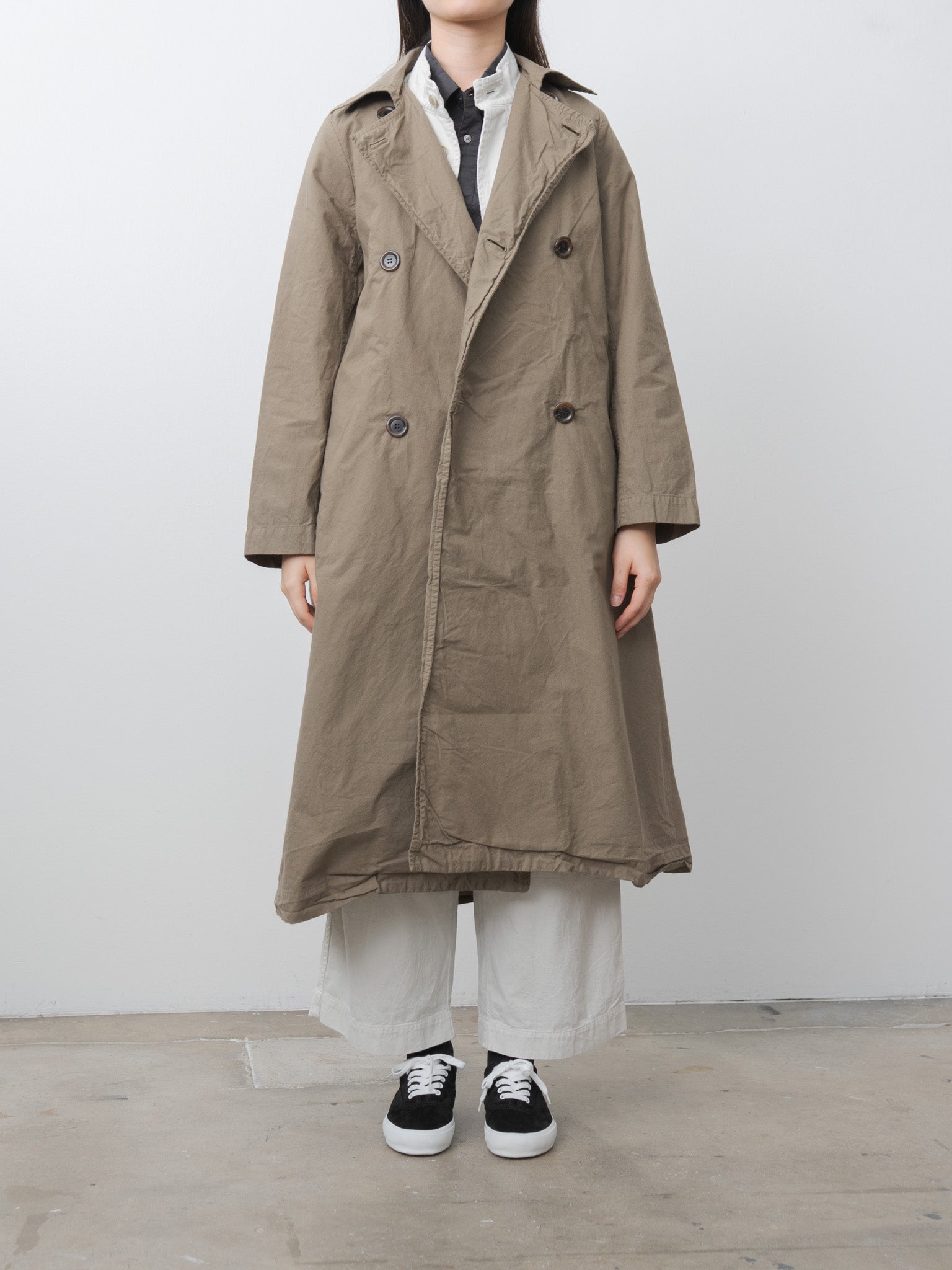 Double Button Coat - Khaki Olive