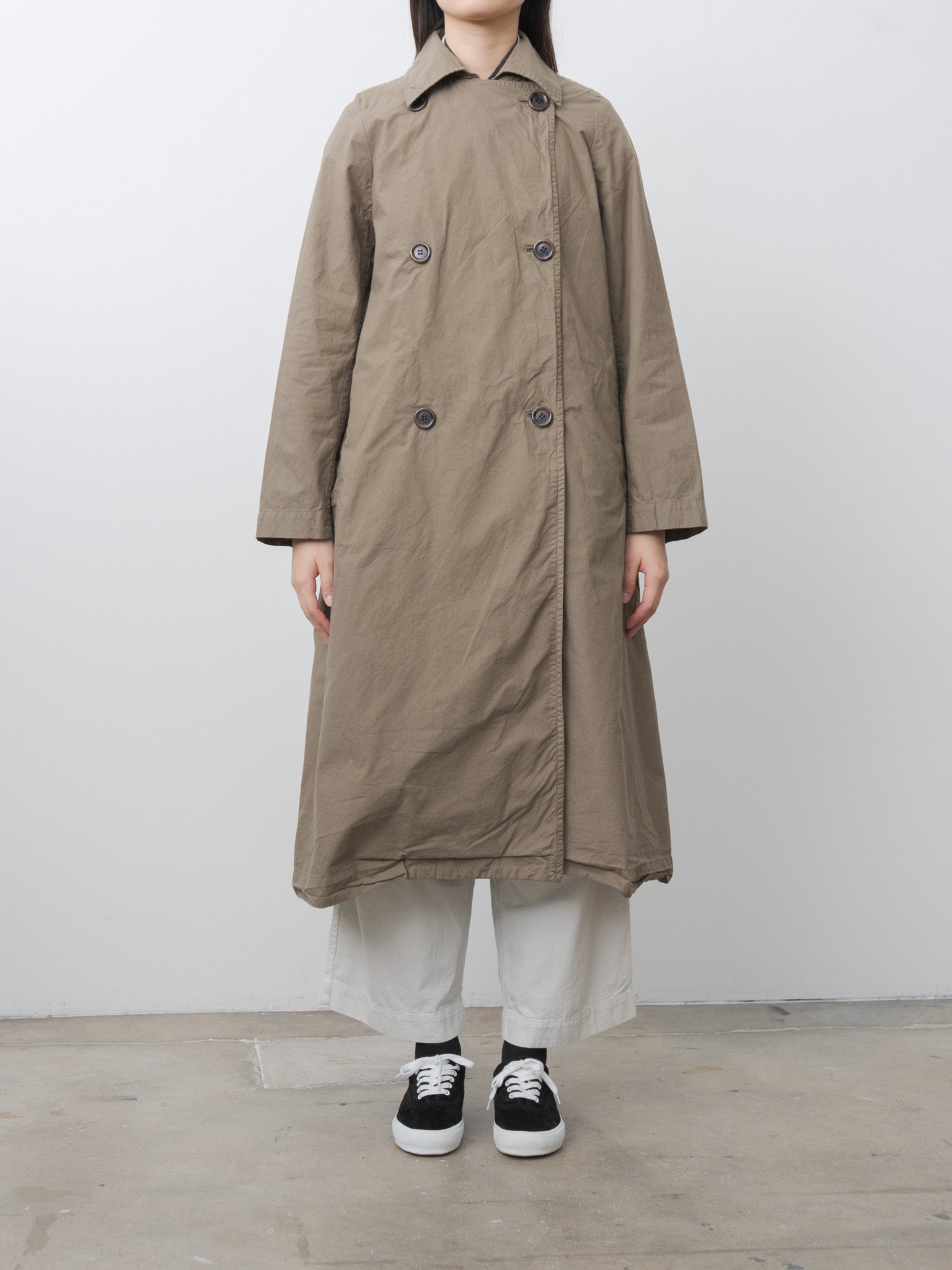Double Button Coat - Khaki Olive