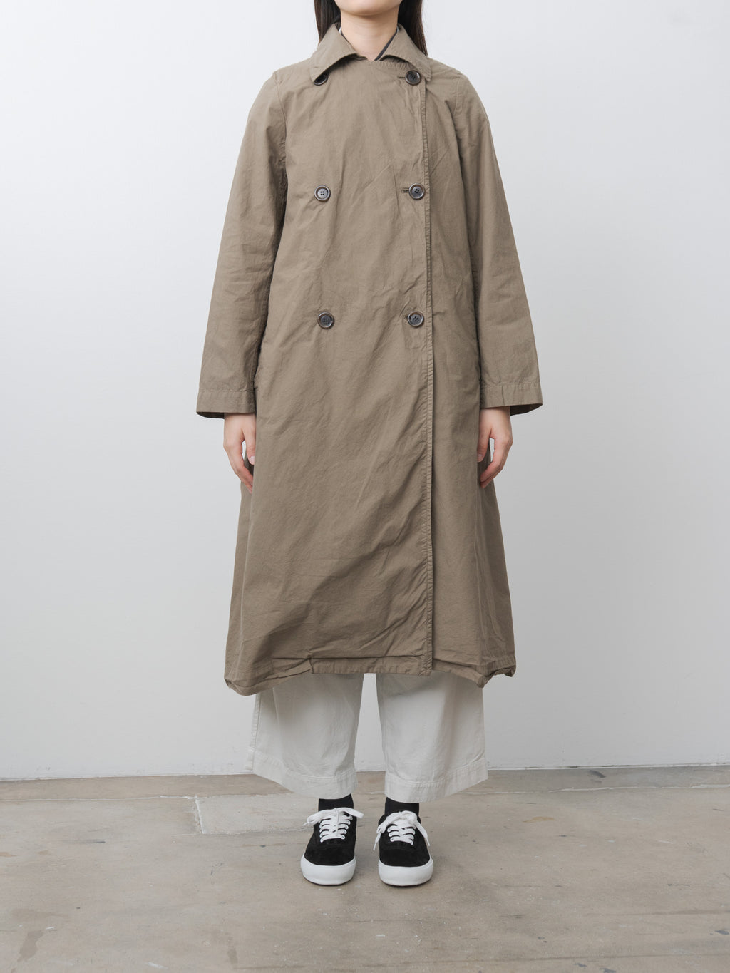Double Button Coat - Khaki Olive