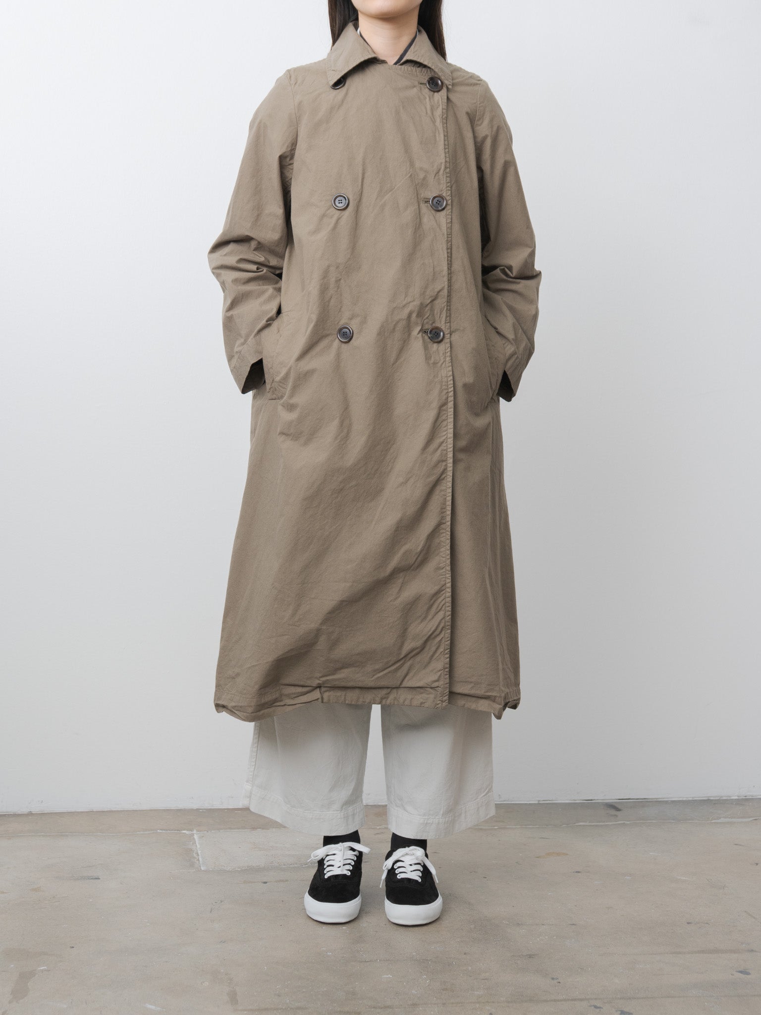 Double Button Coat - Khaki Olive