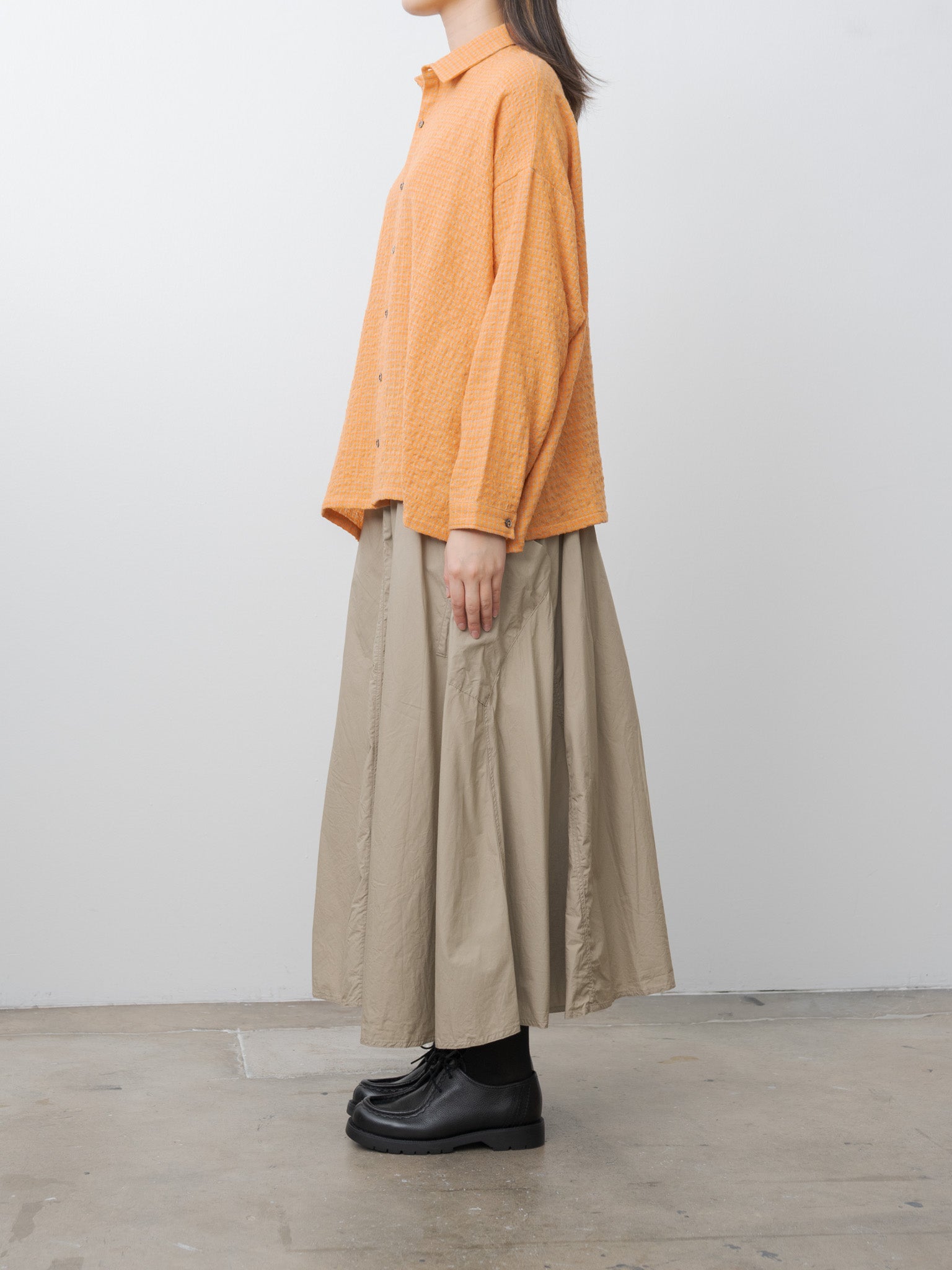 W/C Gingham Shirt - Orange x Mocha