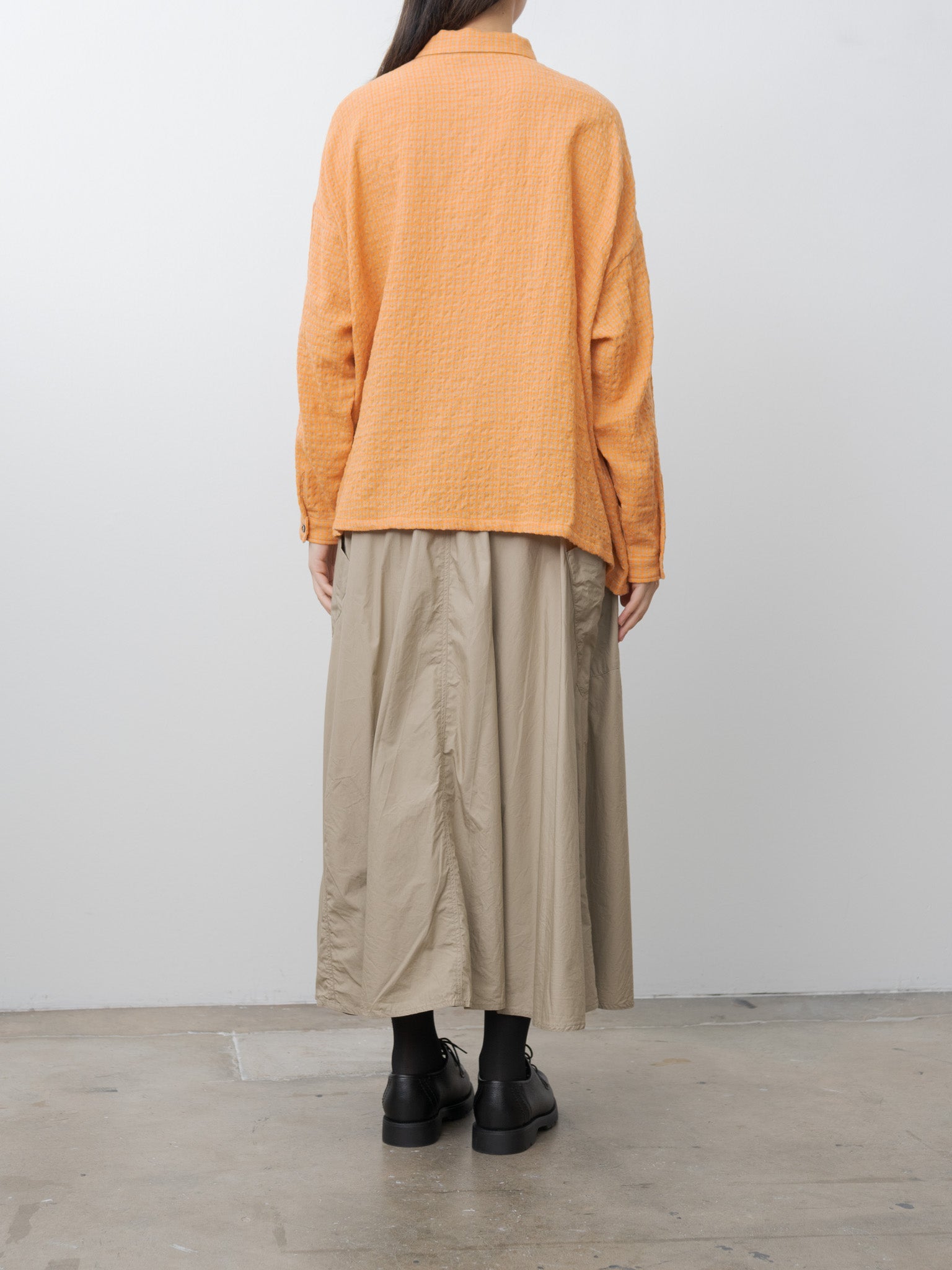 W/C Gingham Shirt - Orange x Mocha