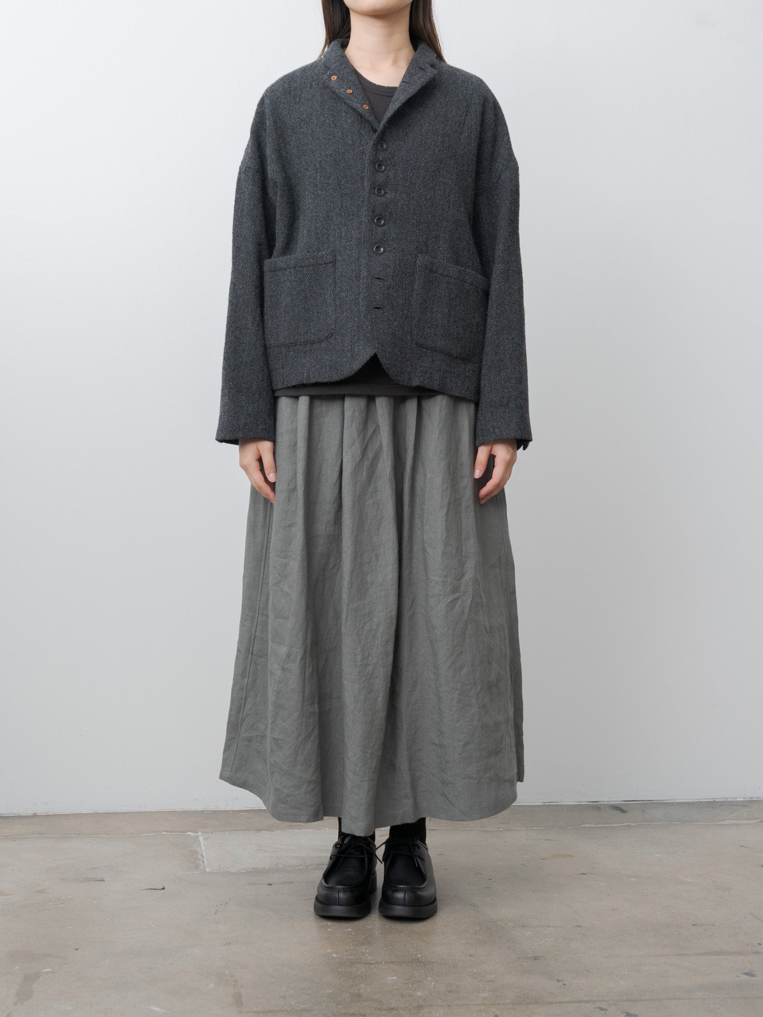 Wool Herringbone Jacket - Black