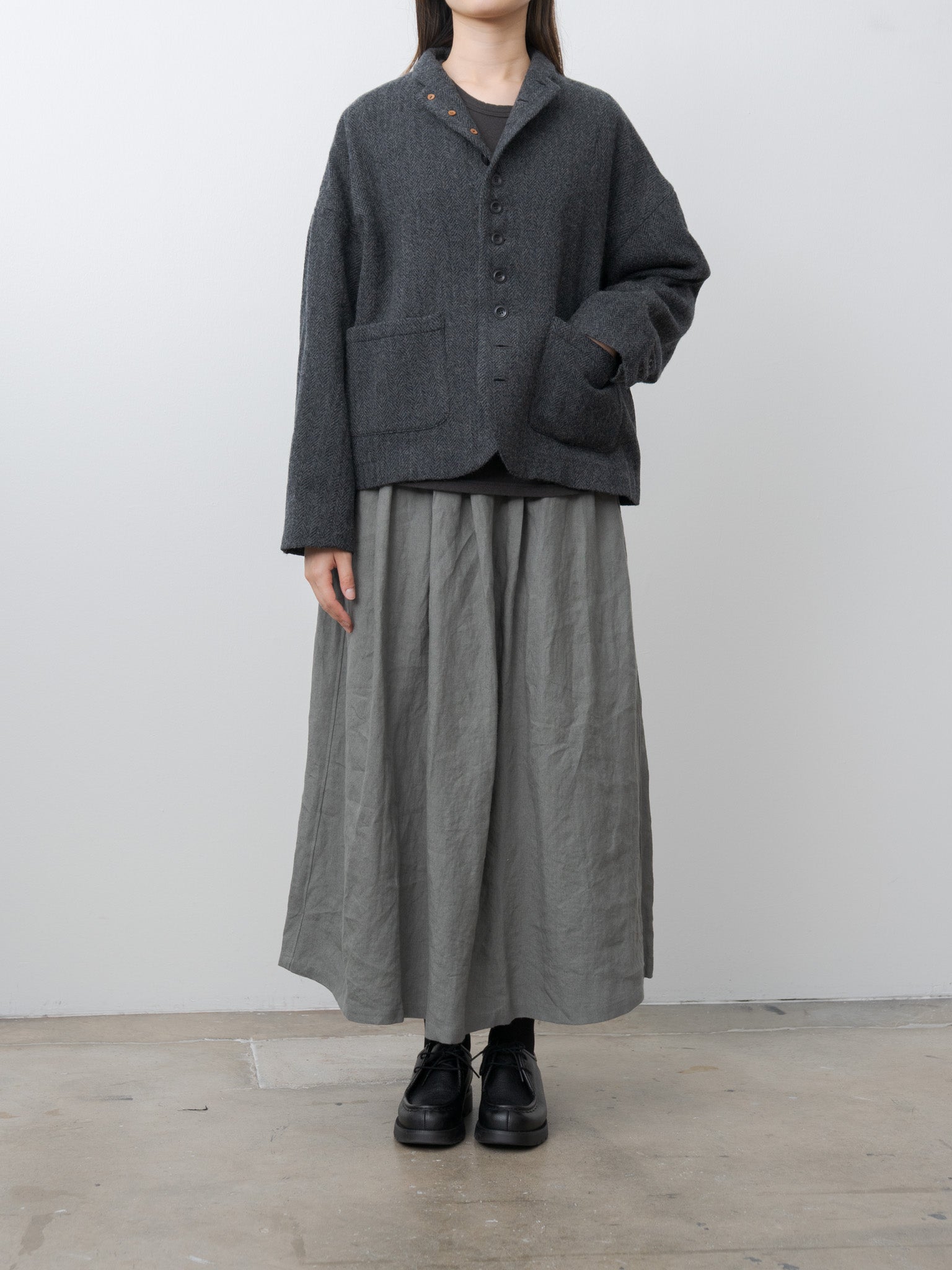 Wool Herringbone Jacket - Black