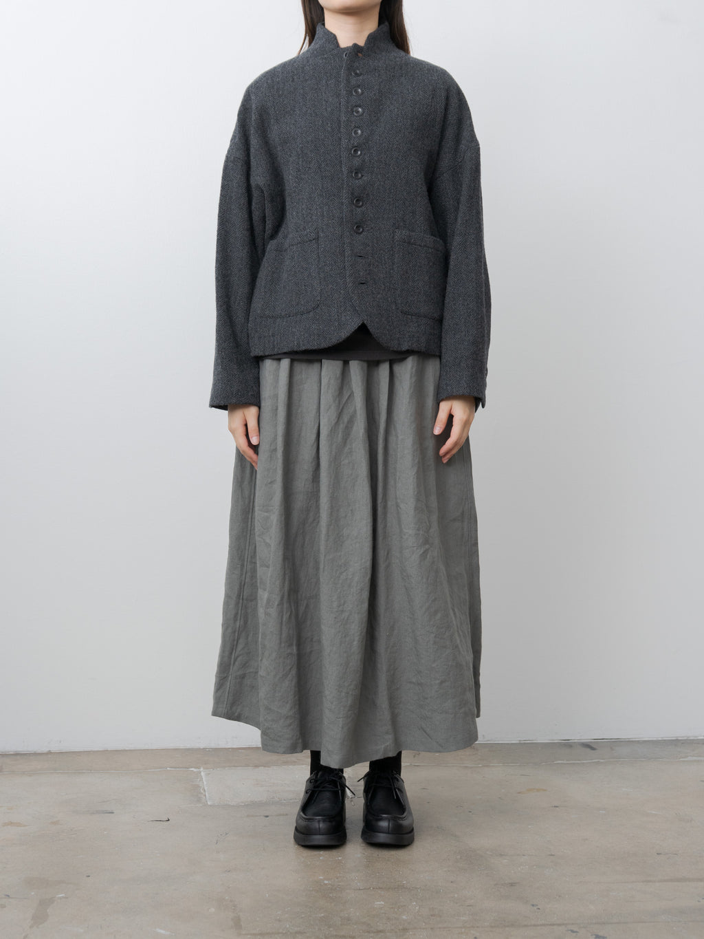 Wool Herringbone Jacket - Black