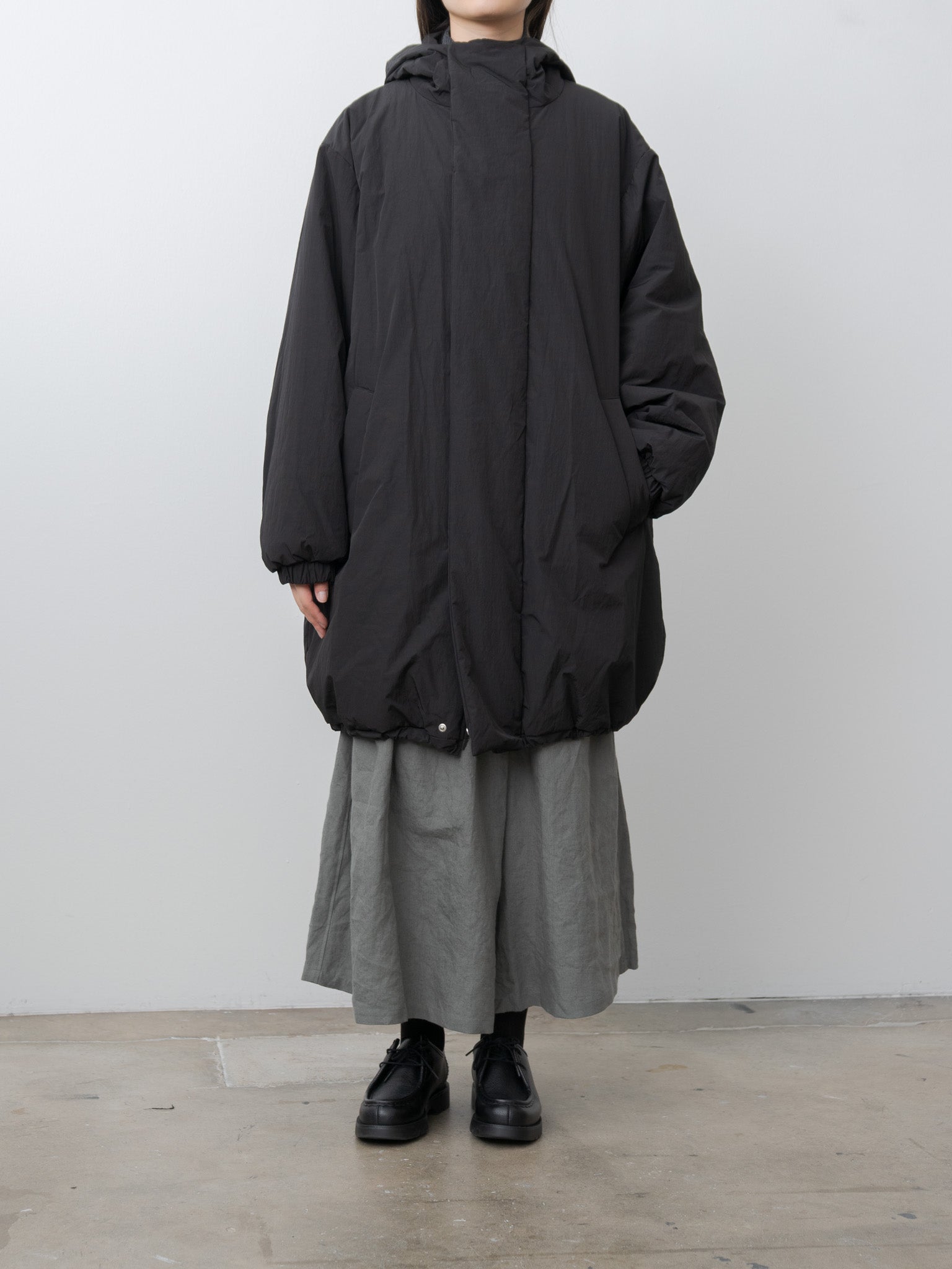 Oversized Padded Hoodie Coat - Black