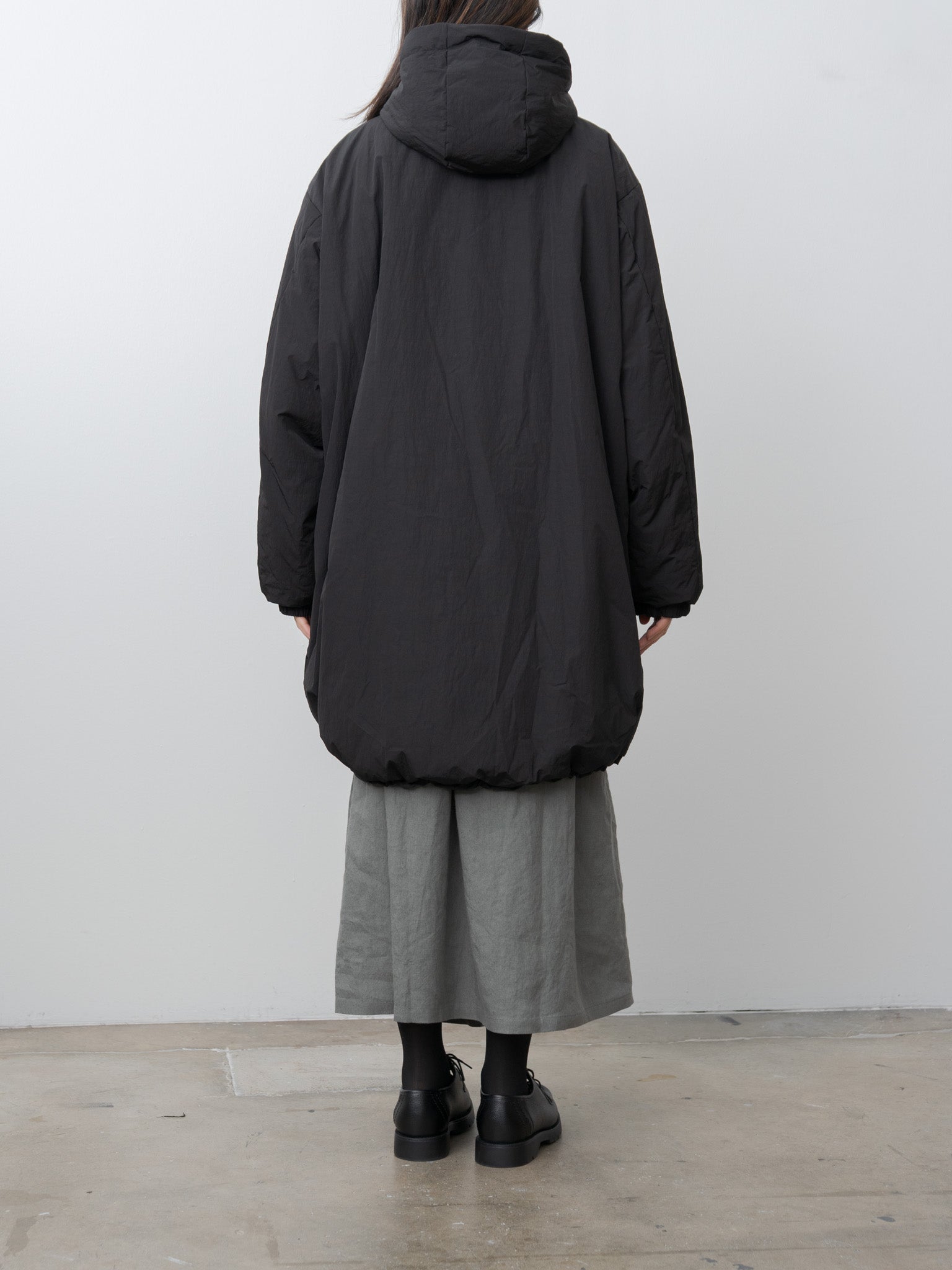 Oversized Padded Hoodie Coat - Black