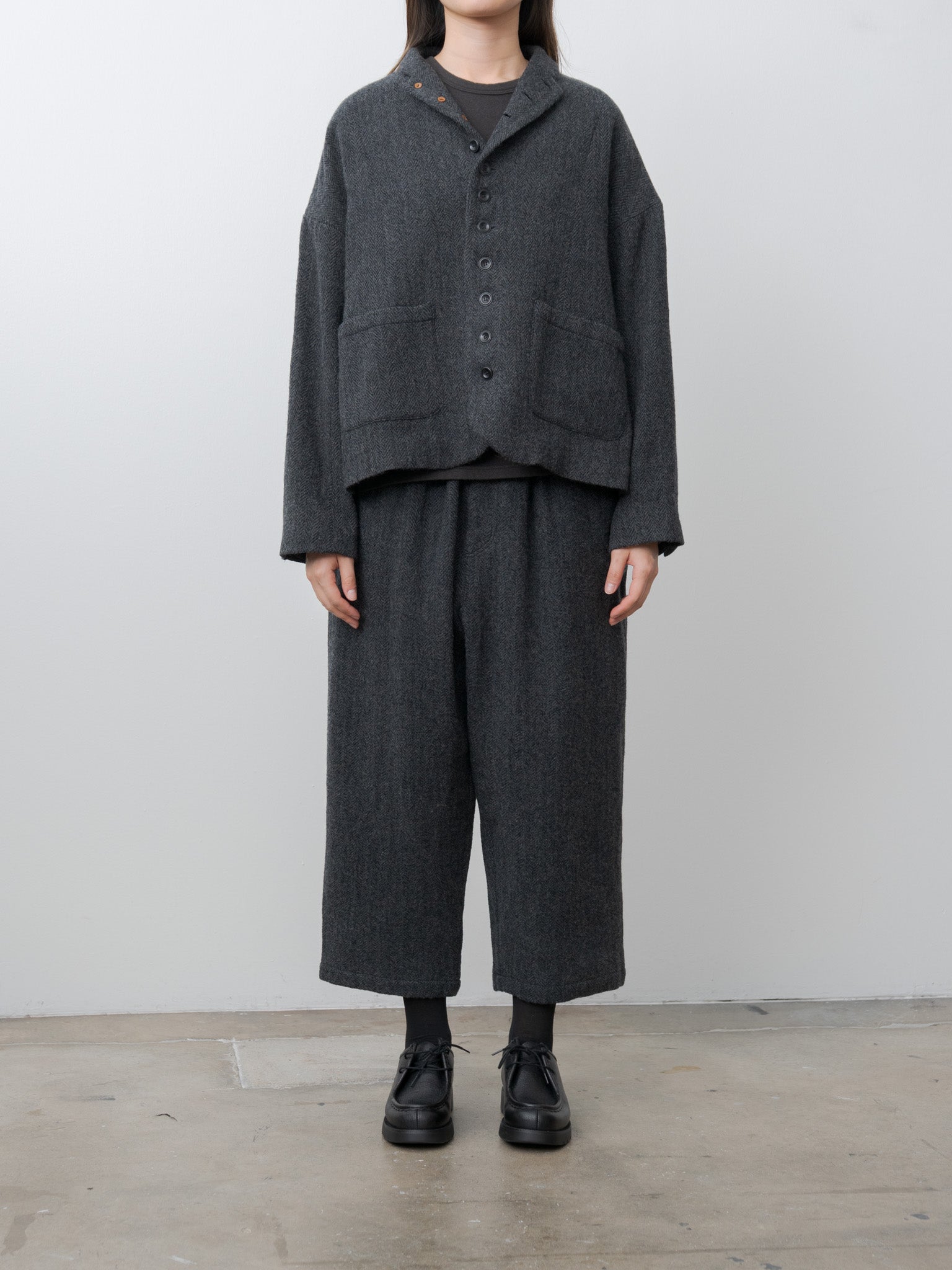 Wool Herringbone Jacket - Black