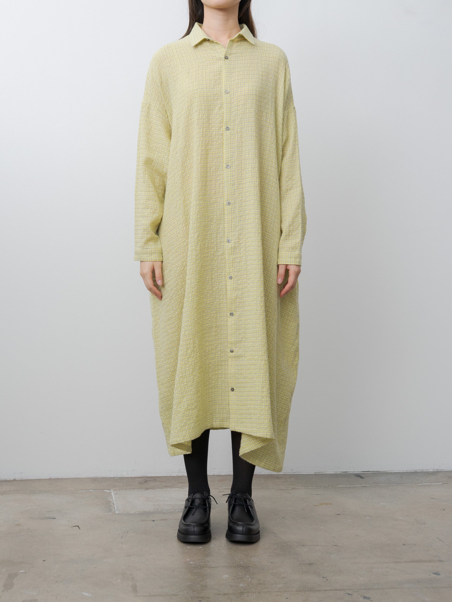 W/C Gingham Dress - Yellow x Gray