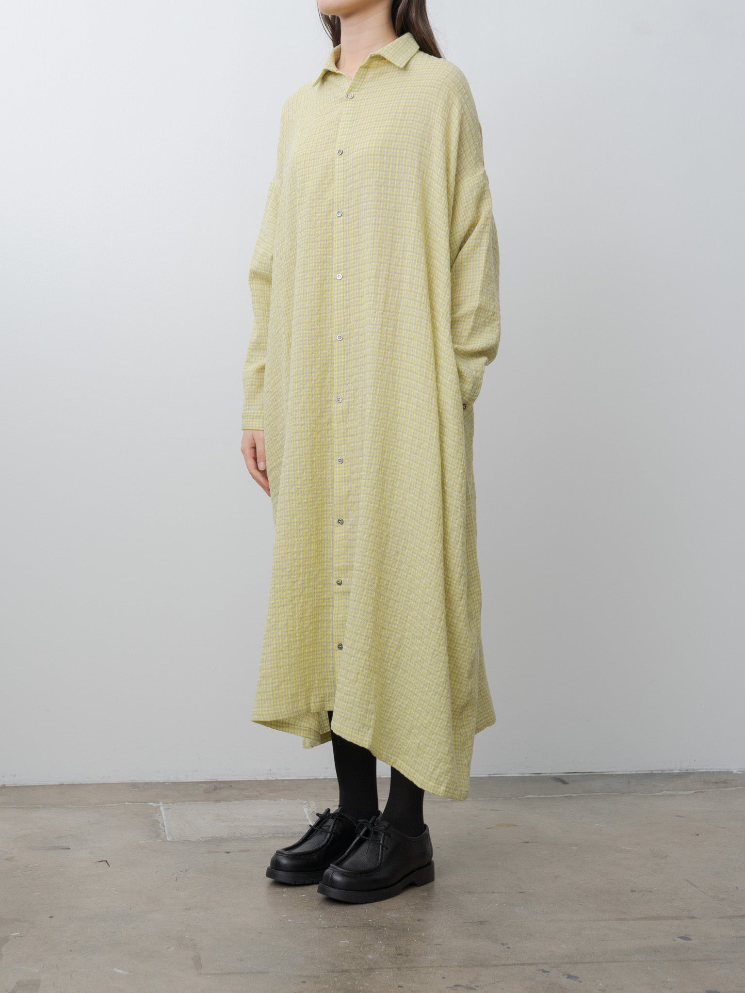 W/C Gingham Dress - Yellow x Gray