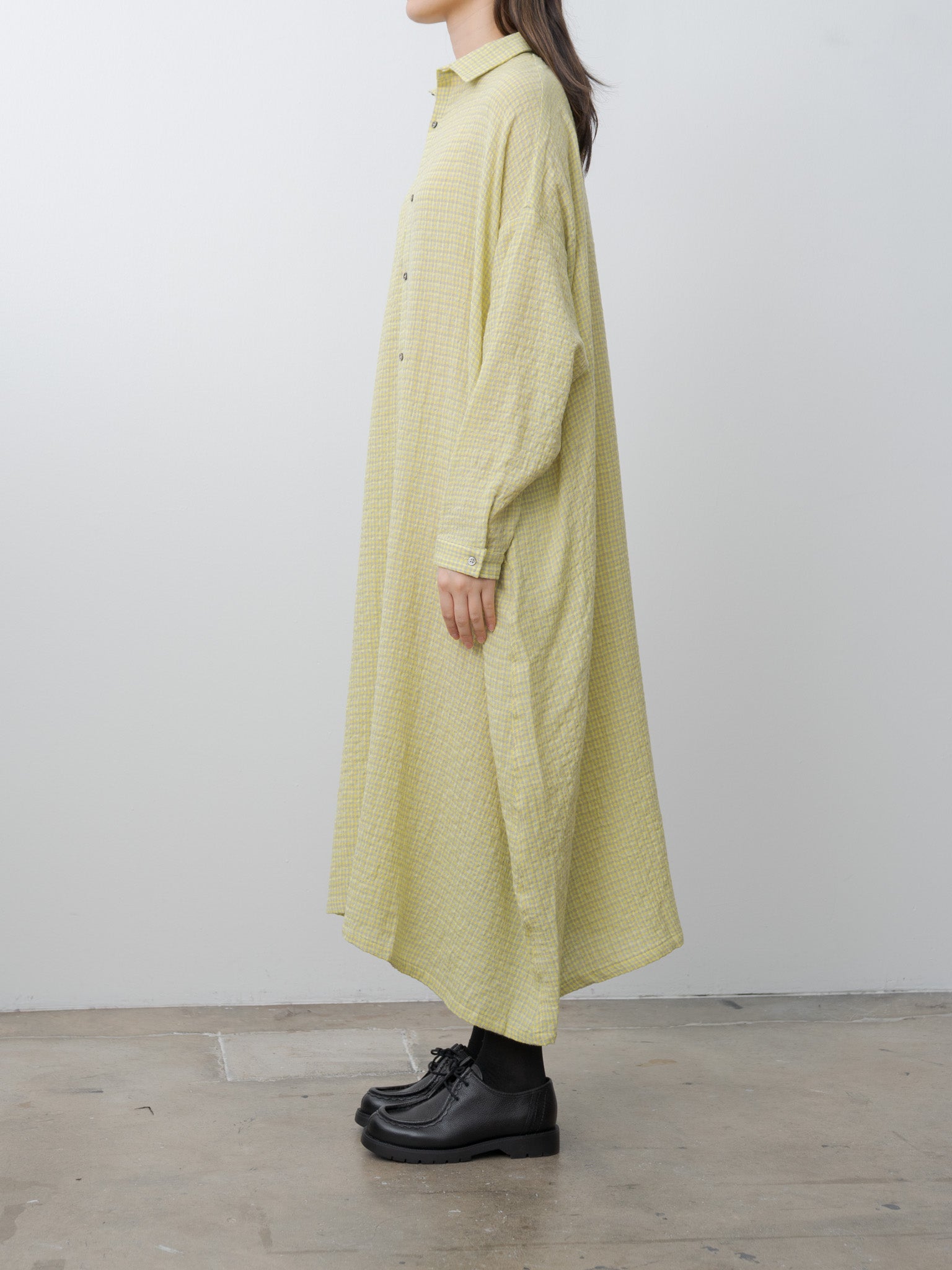 W/C Gingham Dress - Yellow x Gray