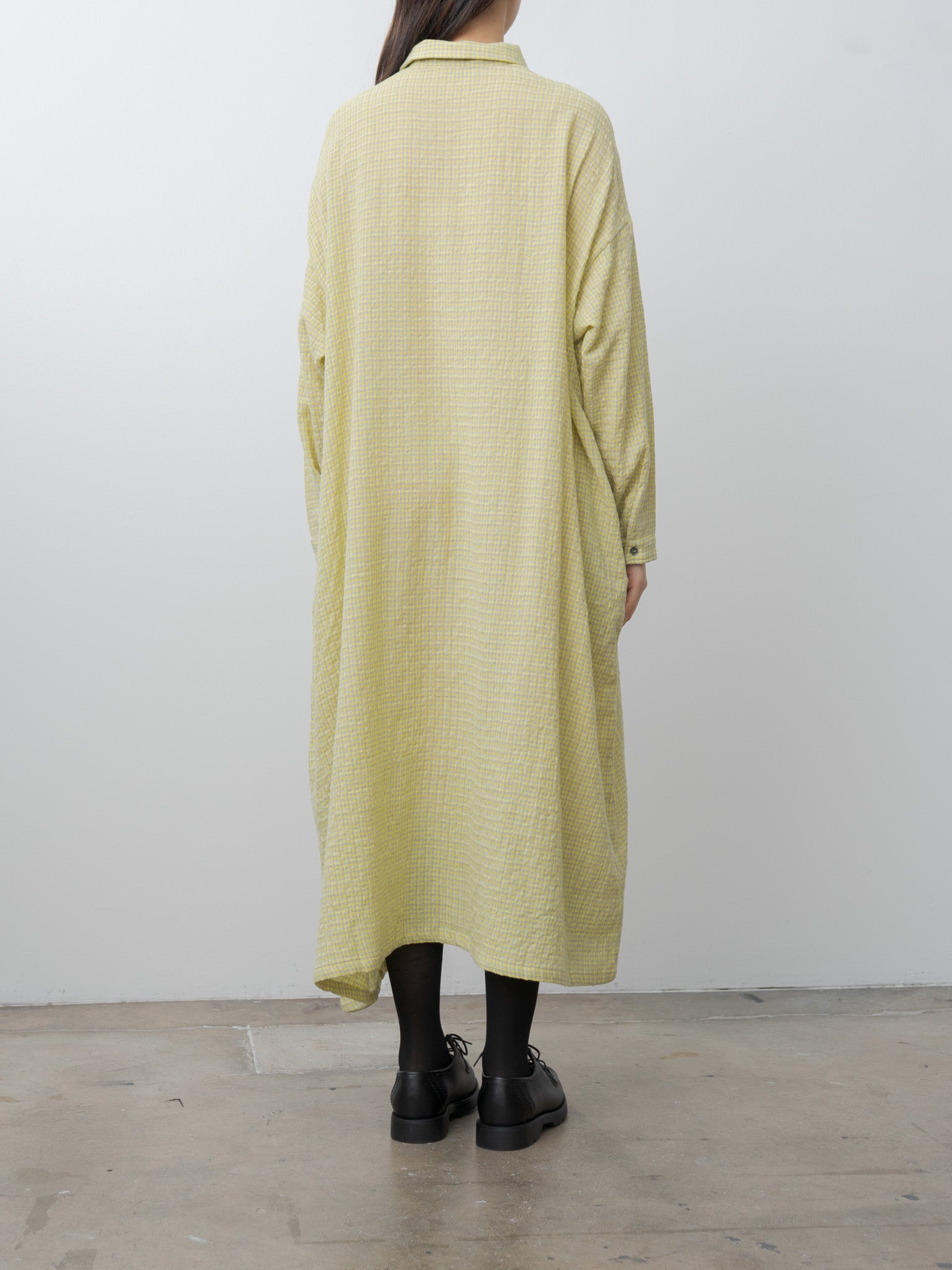 W/C Gingham Dress - Yellow x Gray