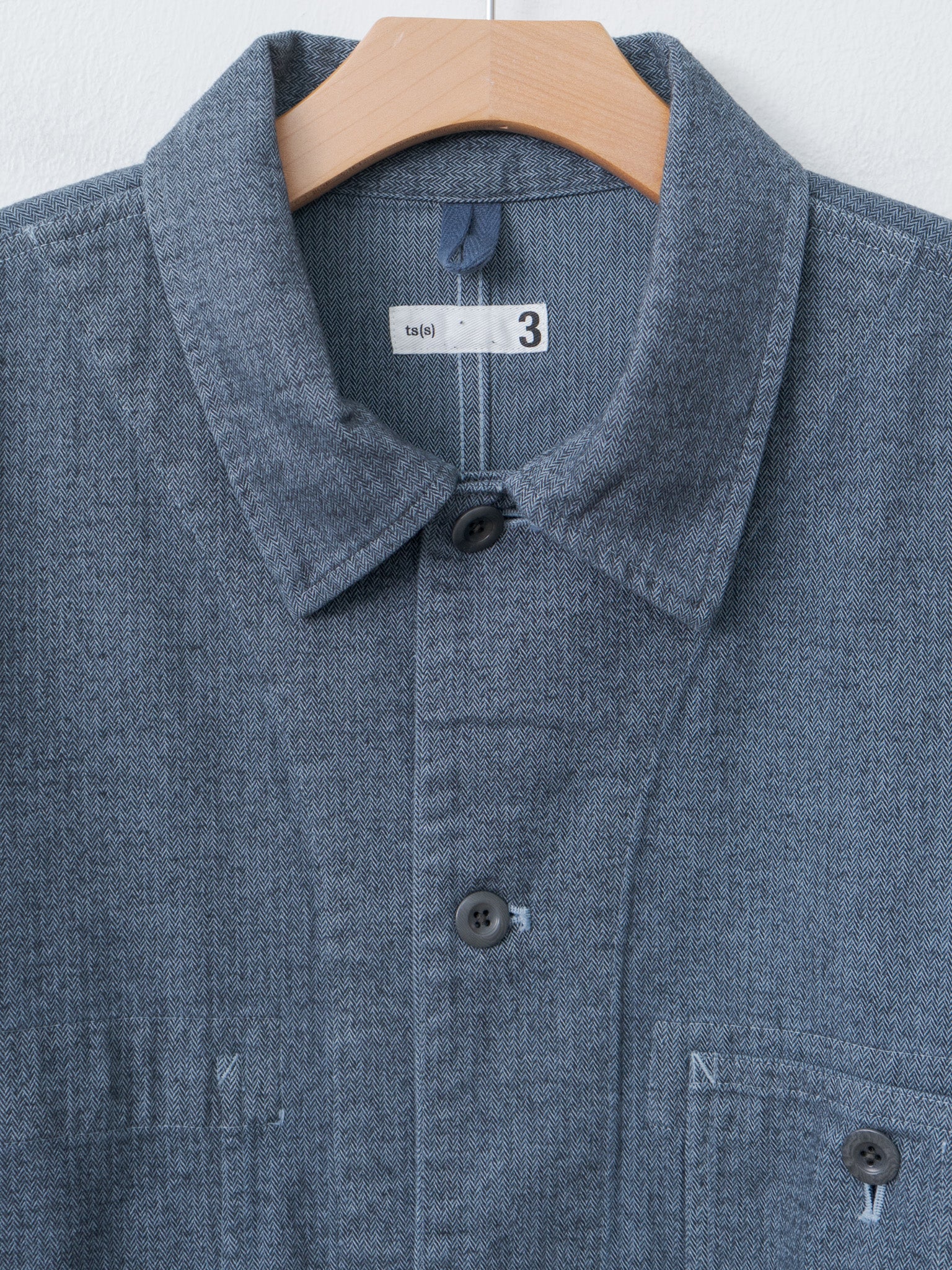 Garment Dye Woolly Finish Herringbone Cloth Coverall Jacket - Blue