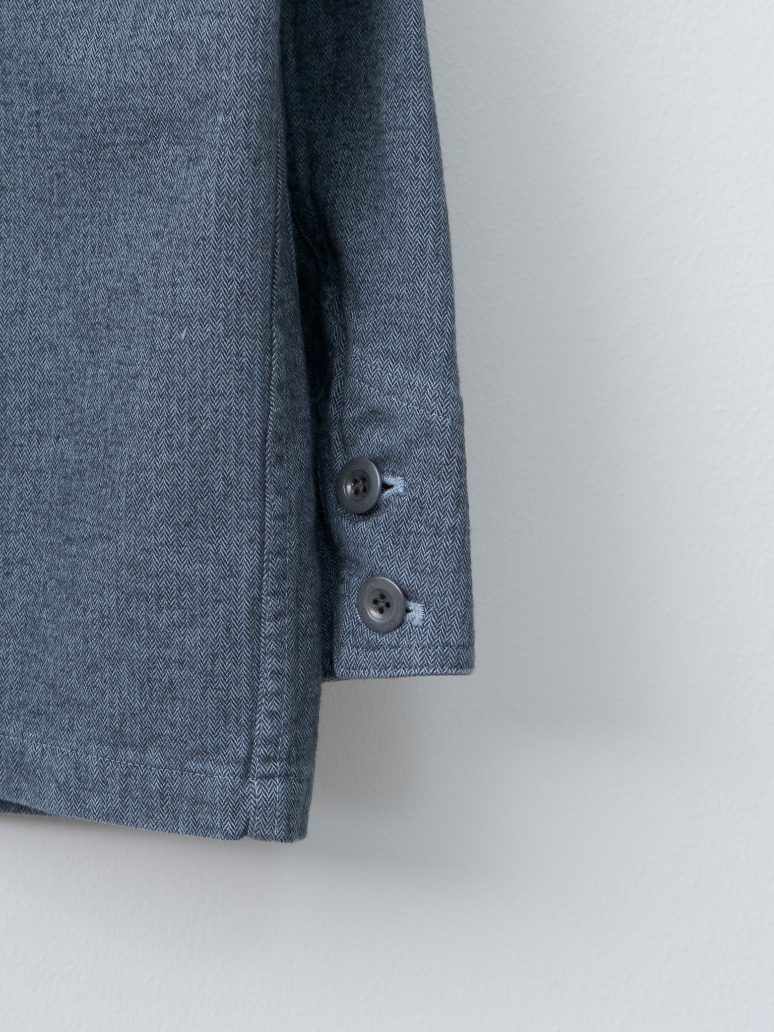 Garment Dye Woolly Finish Herringbone Cloth Coverall Jacket - Blue